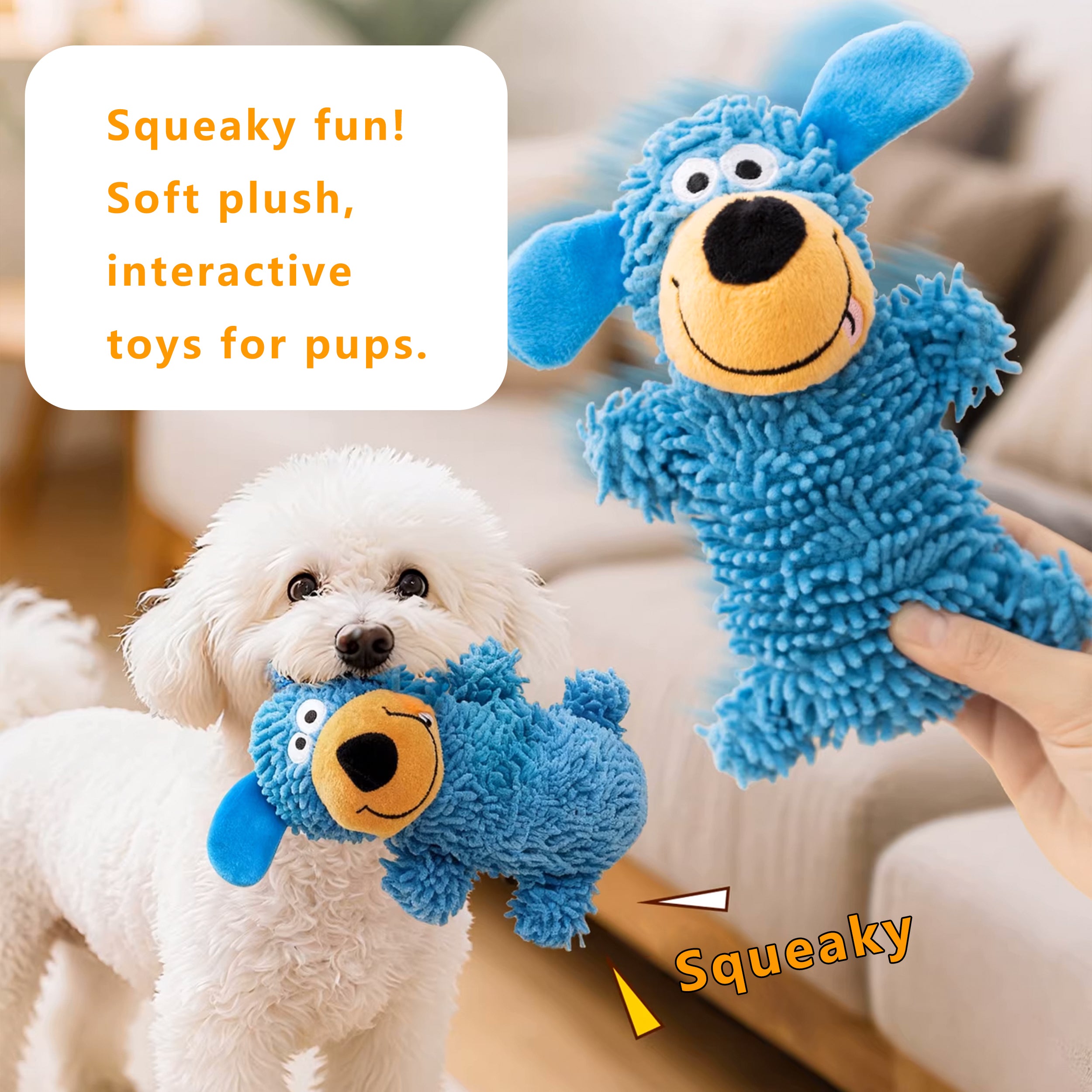 Anna-Kaci Dog Squeaky Toy, Plush Dog Chew Toys for Interactive Pet Training, Puppy Teething Chewing