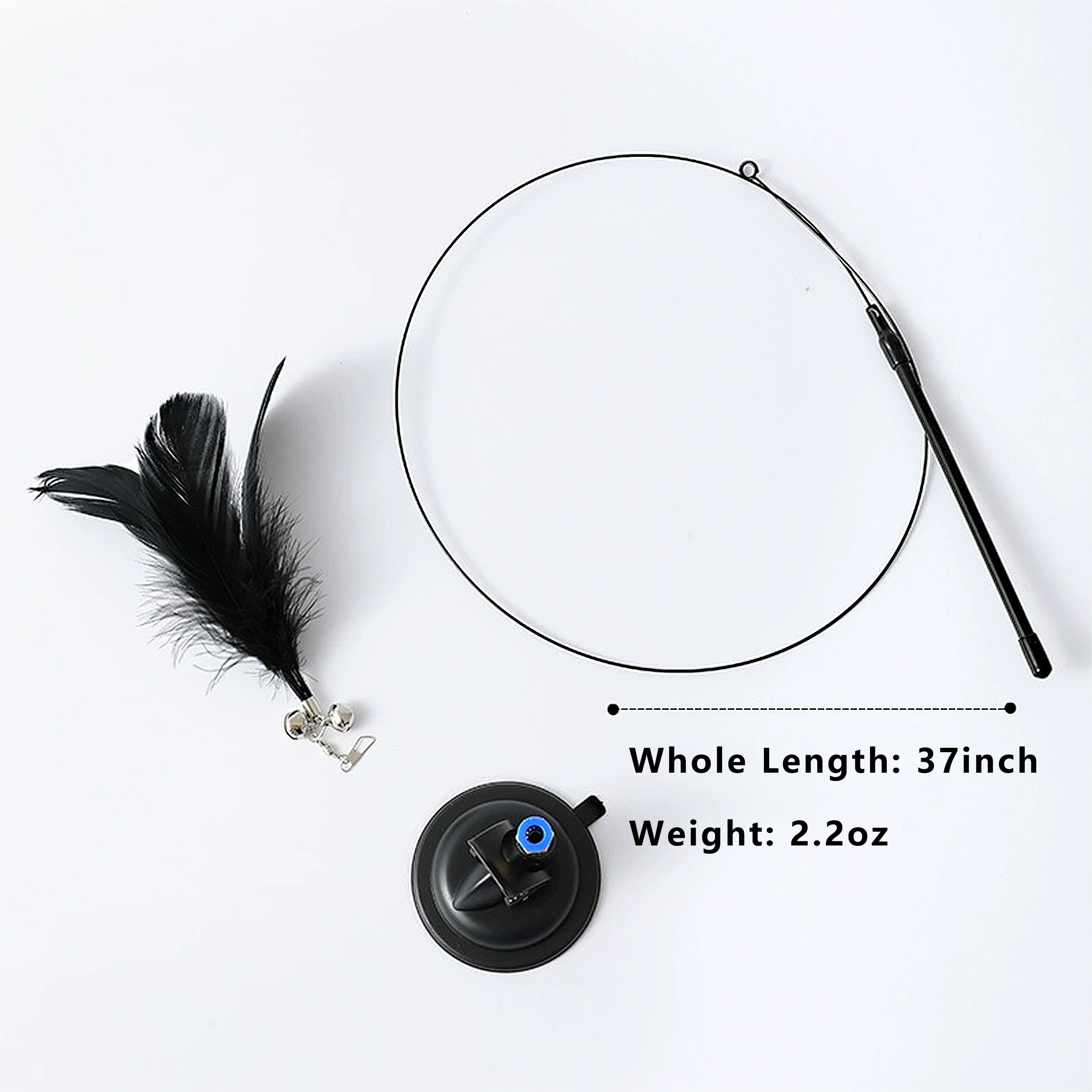 Anna-Kaci Cat Feather Teaser Toy with Suction Cup Base - Interactive Wand Toy with Bell for Indoor Cats & Kittens