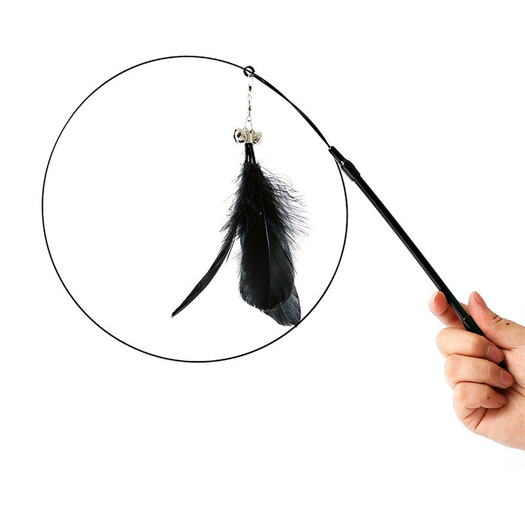 Anna-Kaci Cat Feather Teaser Toy with Suction Cup Base - Interactive Wand Toy with Bell for Indoor Cats & Kittens