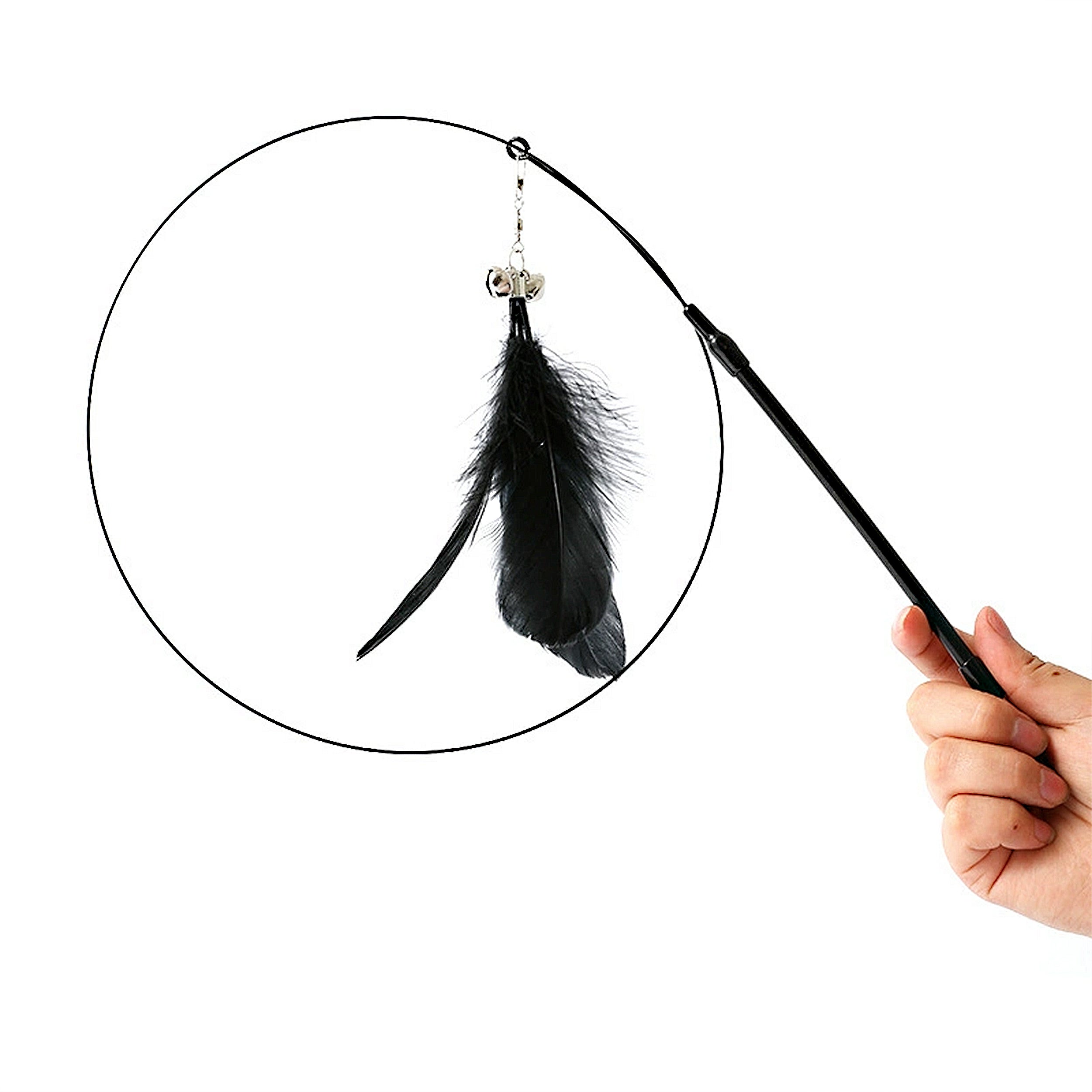 Anna-Kaci Cat Feather Teaser Toy with Suction Cup Base - Interactive Wand Toy with Bell for Indoor Cats & Kittens