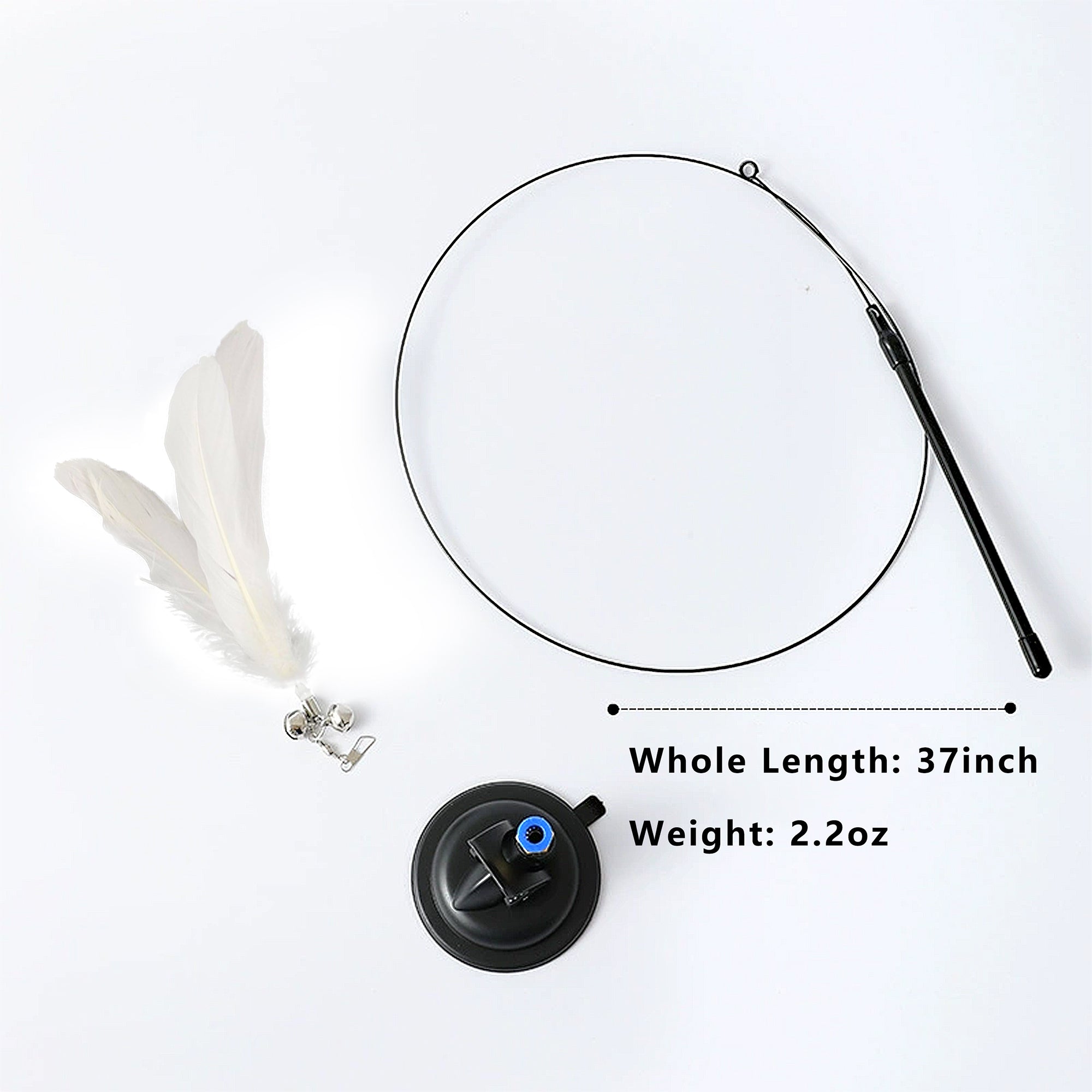Anna-Kaci Cat Feather Teaser Toy with Suction Cup Base - Interactive Wand Toy with Bell for Indoor Cats & Kittens