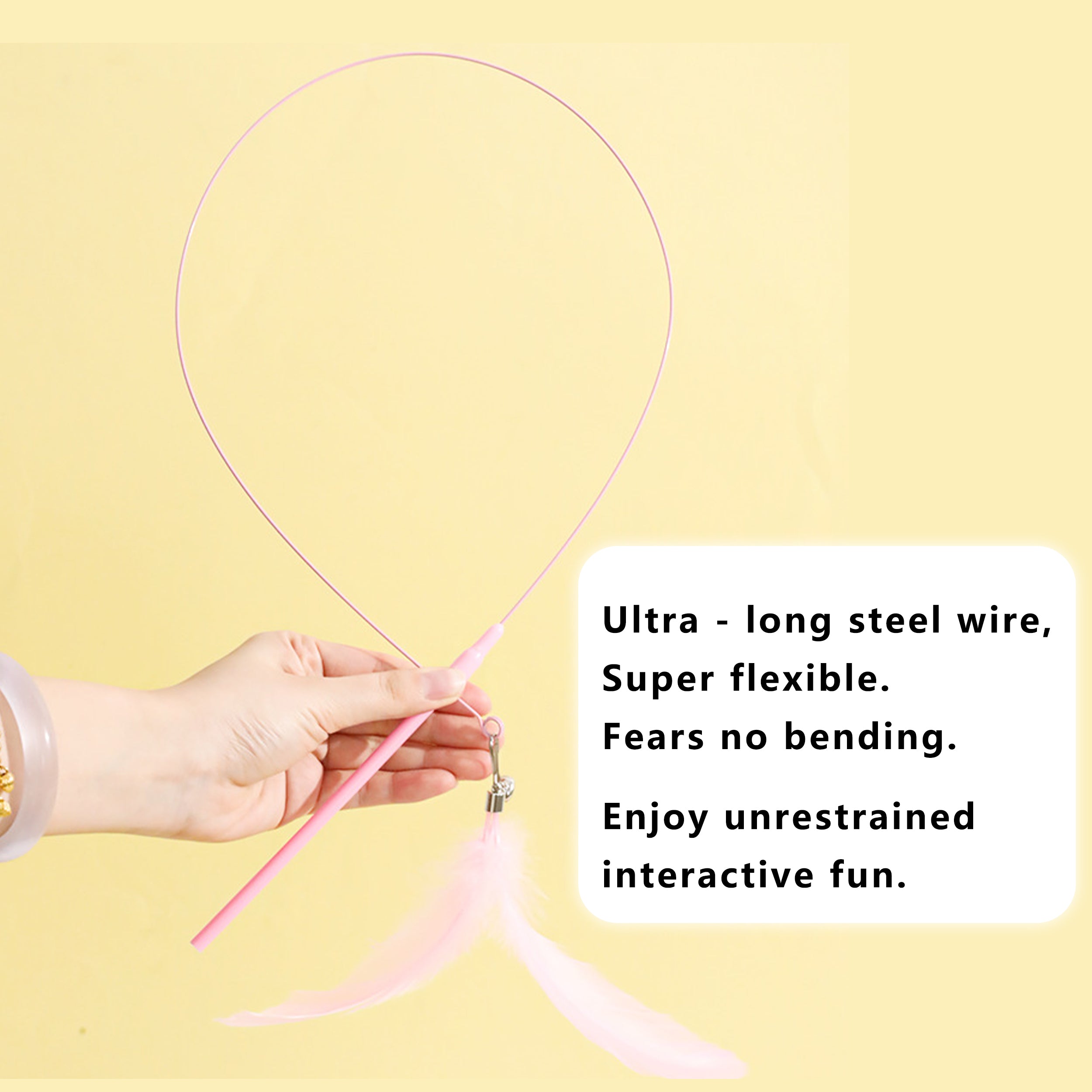 Anna-Kaci Cat Interactive Feather Teaser Toy with Bell, UFO Design Suction Cup Base, for Indoor Cats & Kittens