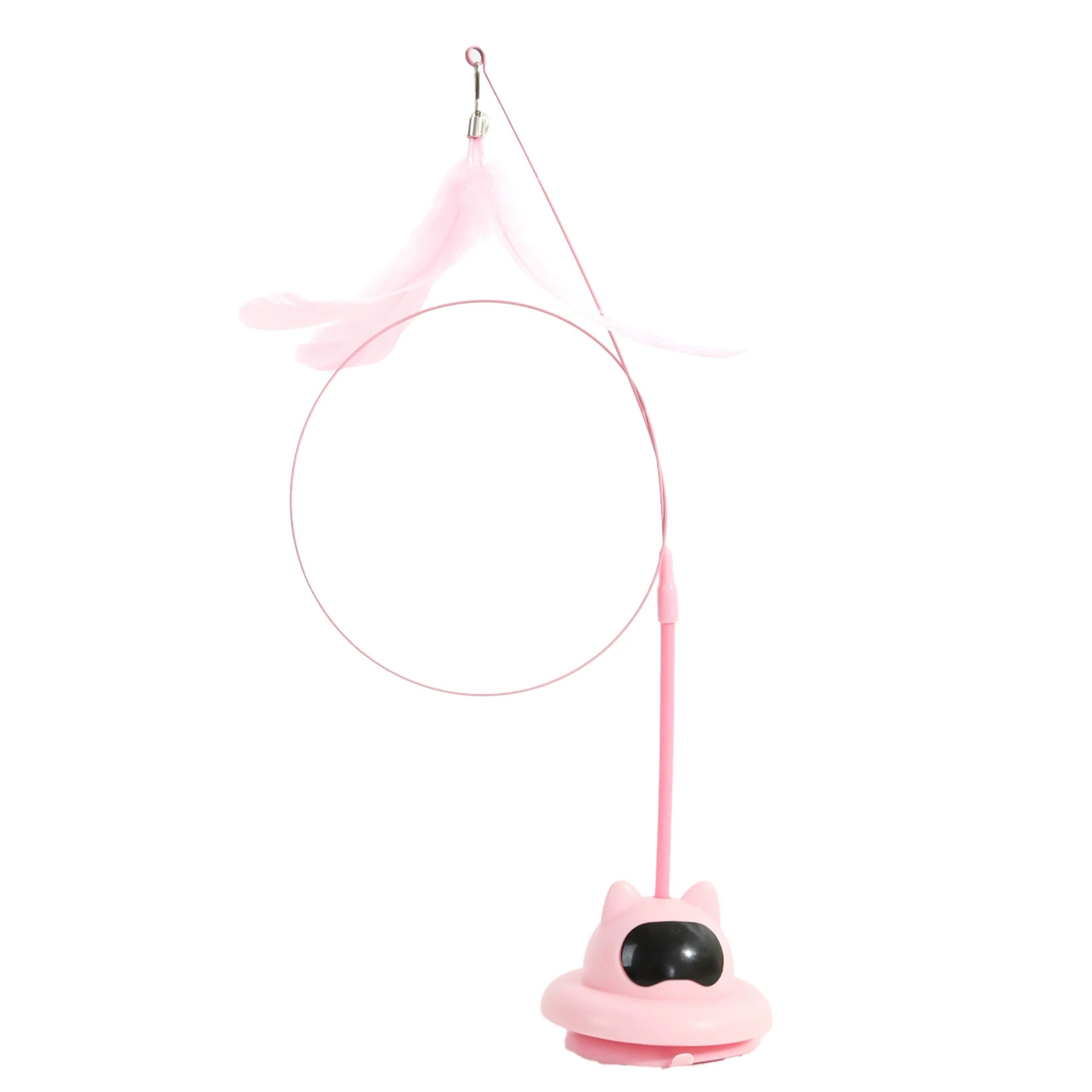 Anna-Kaci Cat Interactive Feather Teaser Toy with Bell, UFO Design Suction Cup Base, for Indoor Cats & Kittens