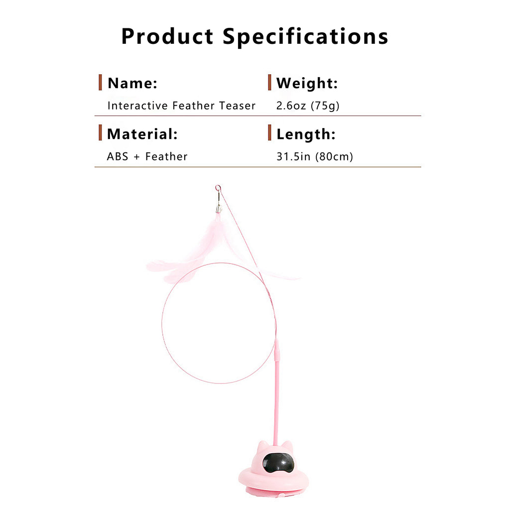 Anna-Kaci Cat Interactive Feather Teaser Toy with Bell, UFO Design Suction Cup Base, for Indoor Cats & Kittens