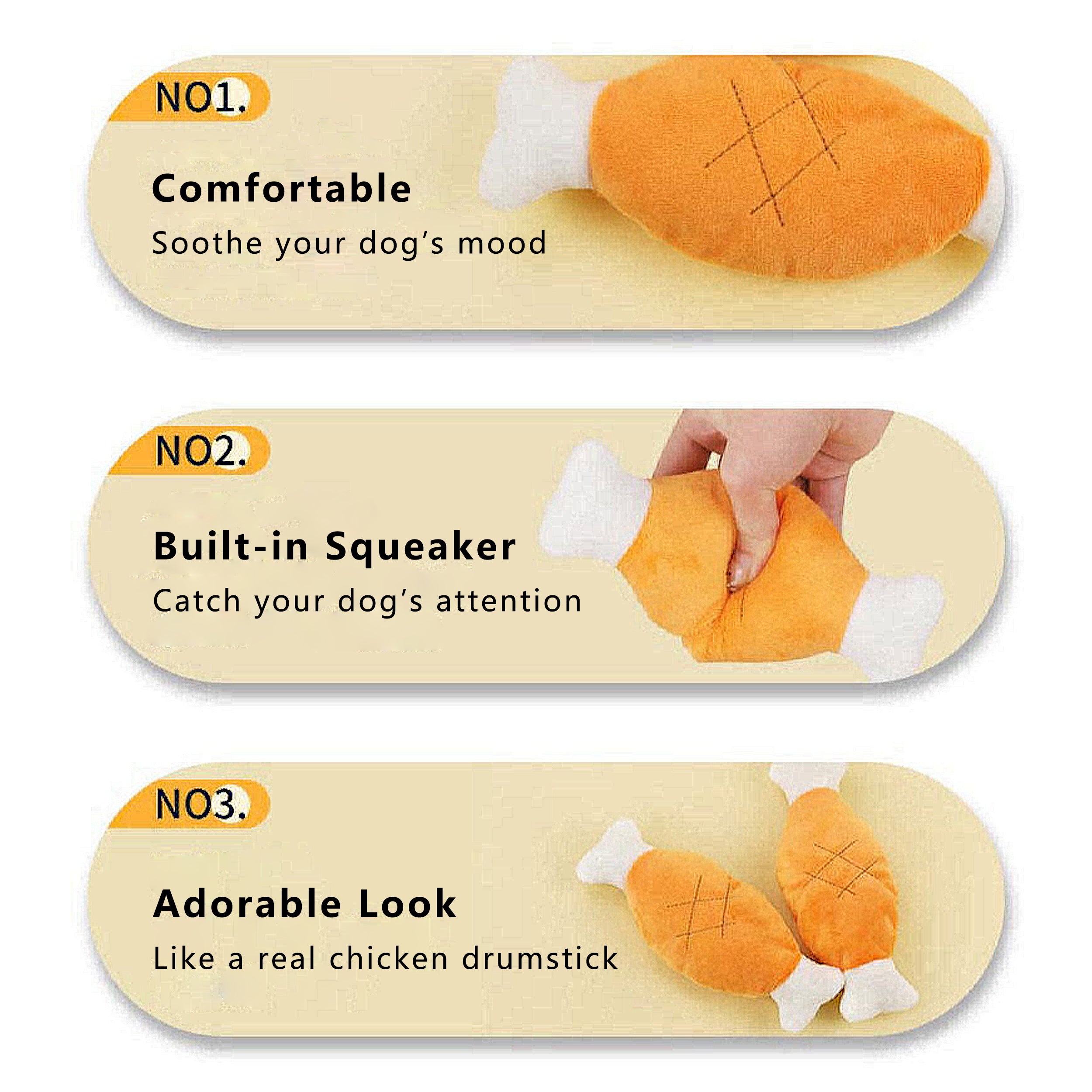 Anna-Kaci Dog Plush Squeaky Chew Toys for Interactive Pet Training, Puppy Teething Chewing, Chicken Leg Shape
