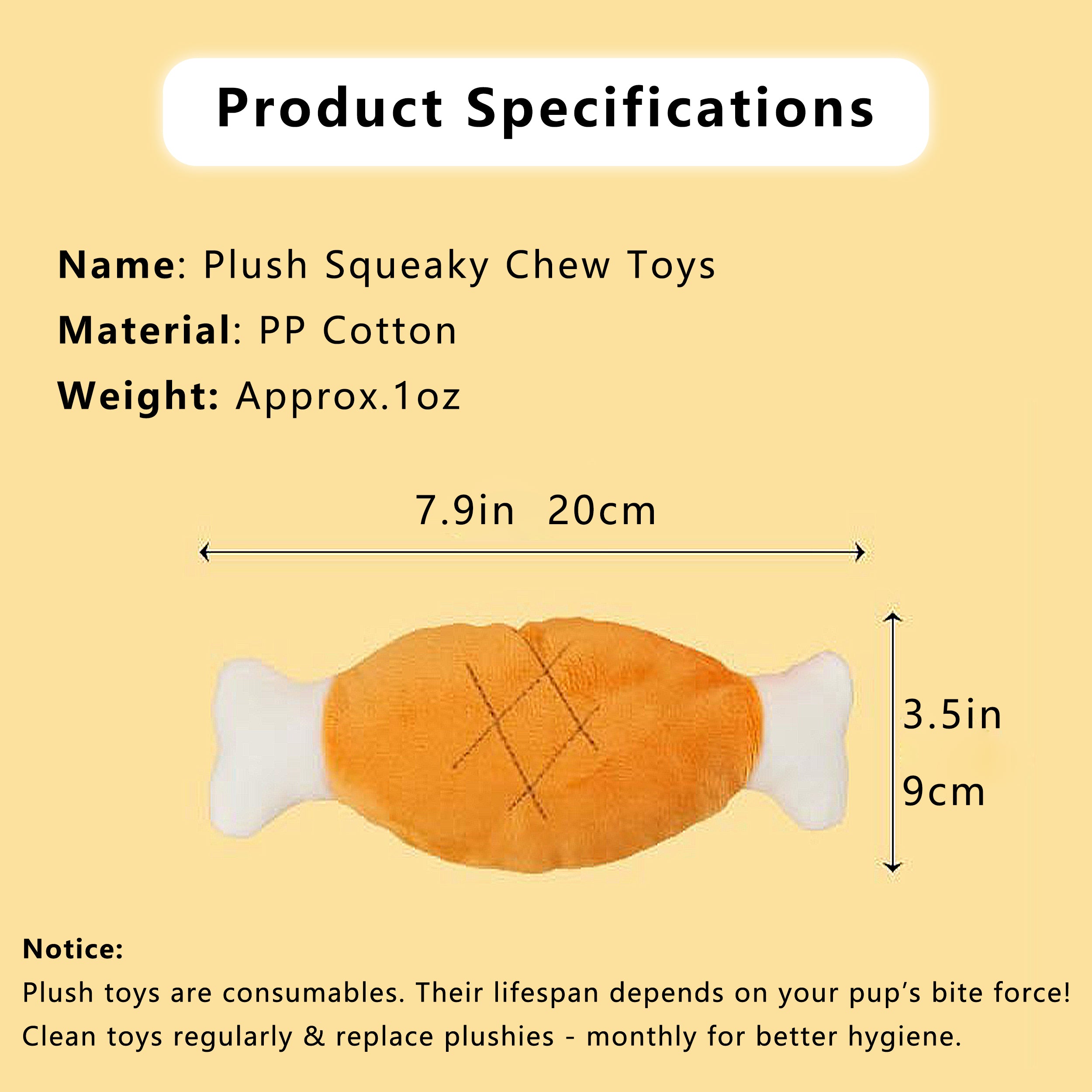 Anna-Kaci Dog Plush Squeaky Chew Toys for Interactive Pet Training, Puppy Teething Chewing, Chicken Leg Shape