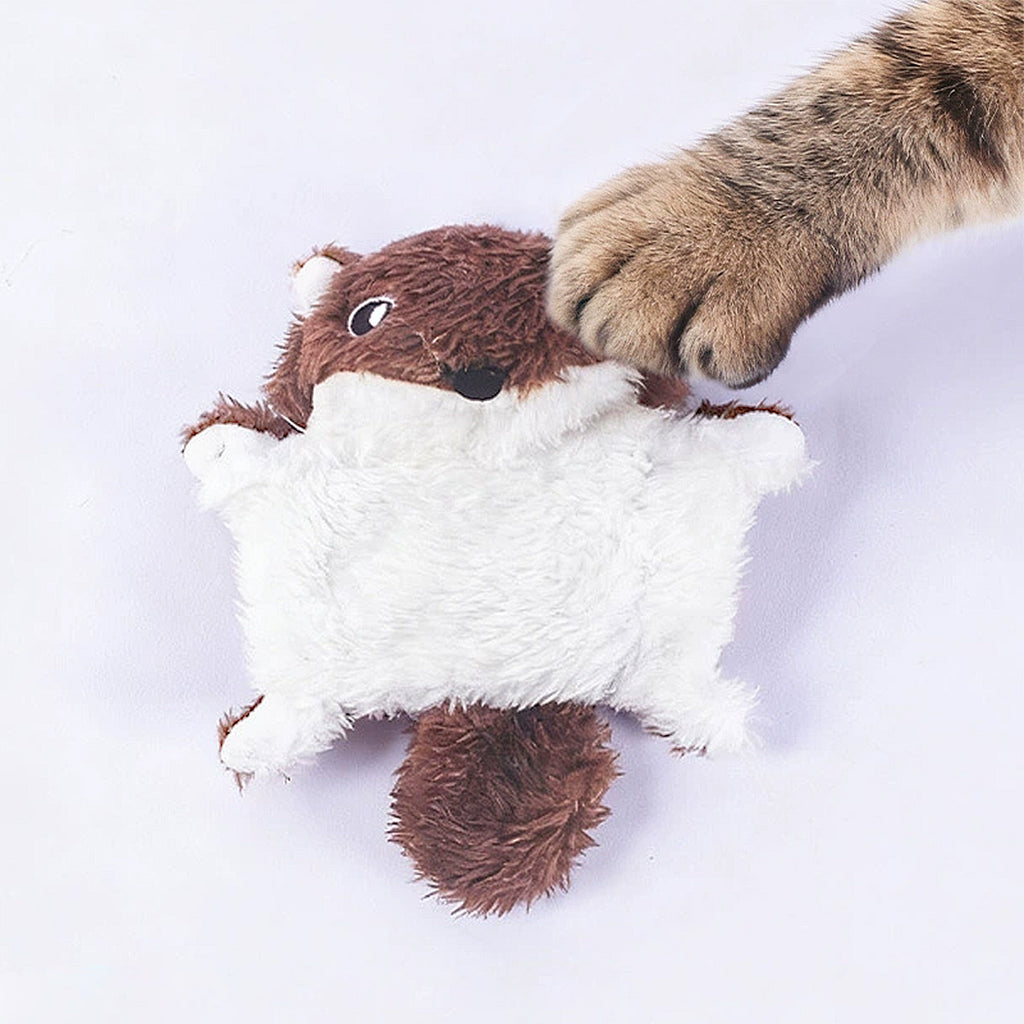 Anna-Kaci Cat Interactive Chew & Squeaky Toy - Cute Plush Flying Squirrel - for Indoor Cats & Kittens