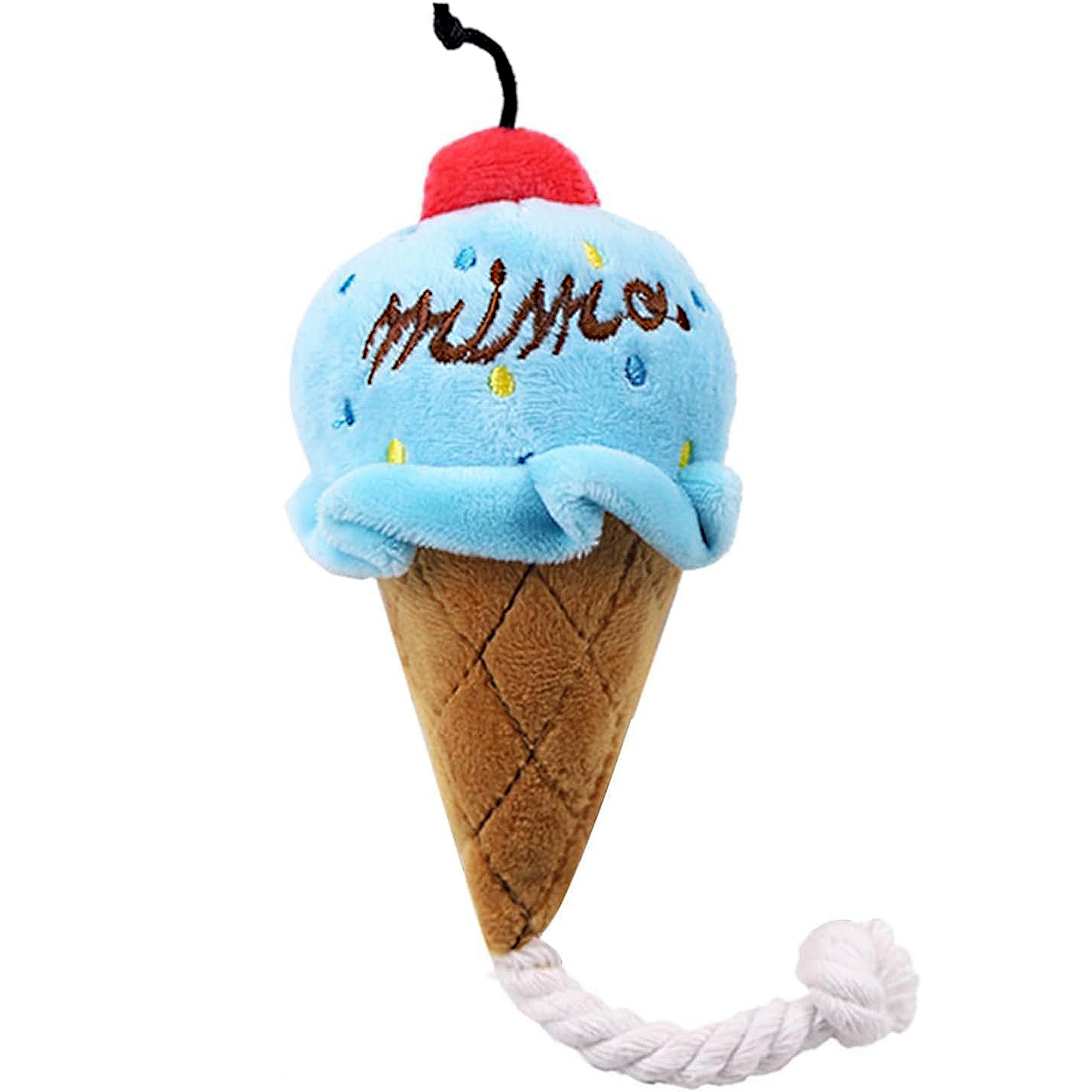 Anna-Kaci Interactive Dog Plush Squeaky Toys for Pet Training Puppy Teething Chewing, Ice Cream Shape