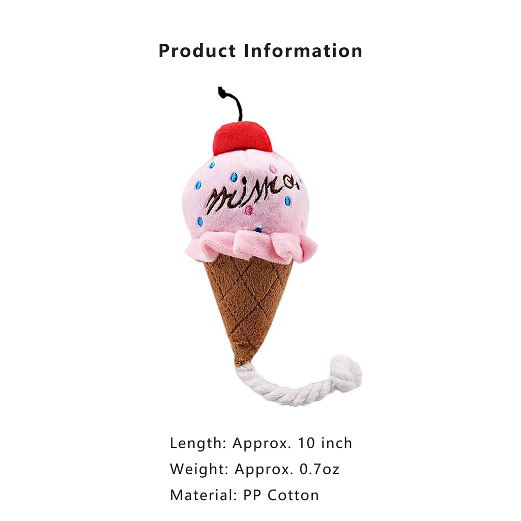 Anna-Kaci Interactive Dog Plush Squeaky Toys for Pet Training Puppy Teething Chewing, Ice Cream Shape