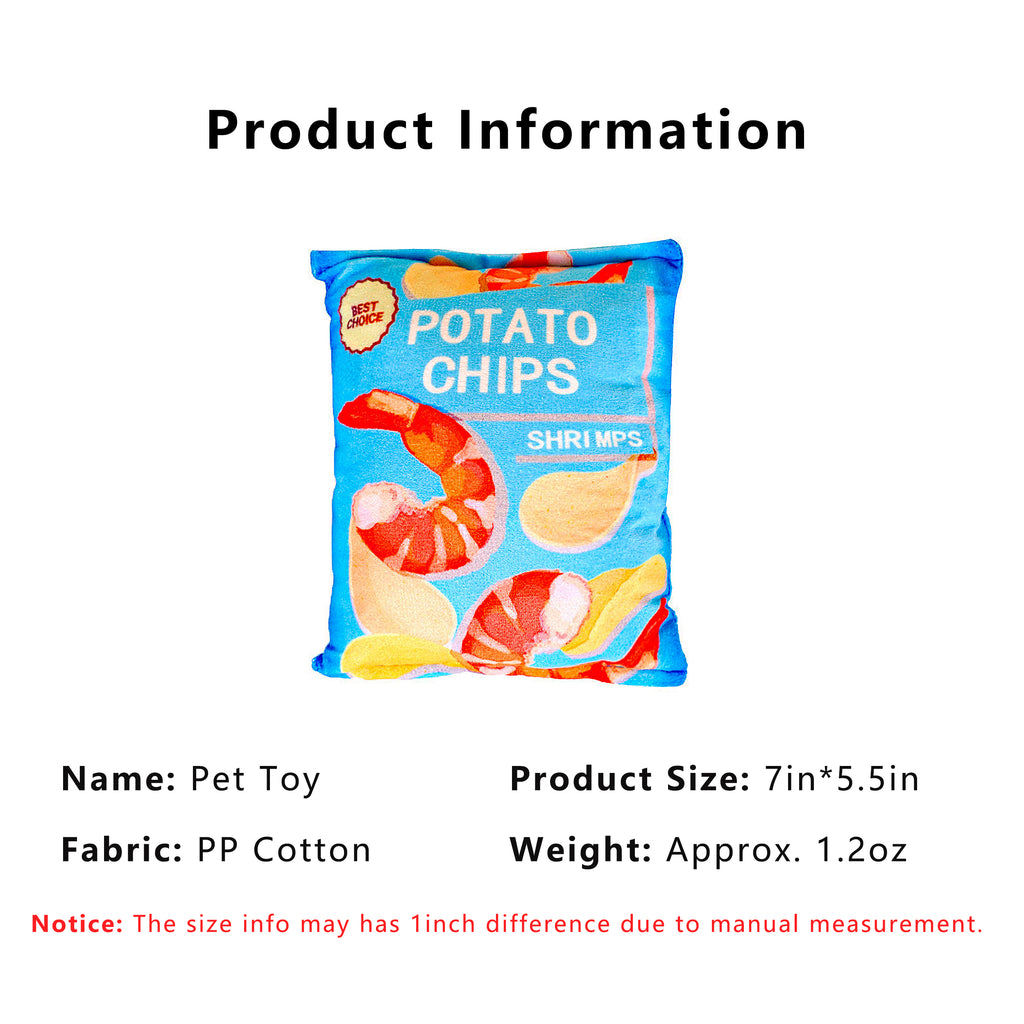 Anna-Kaci Interactive Dog Simulation Potato Chips Plush Squeaky Toys for Pet Training, Puppy Chewing