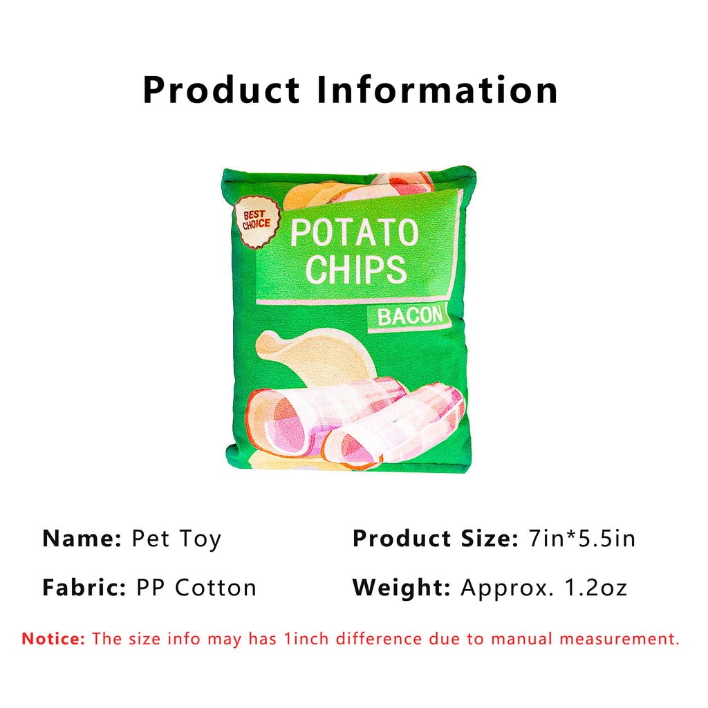 Anna-Kaci Interactive Dog Simulation Potato Chips Plush Squeaky Toys for Pet Training, Puppy Chewing