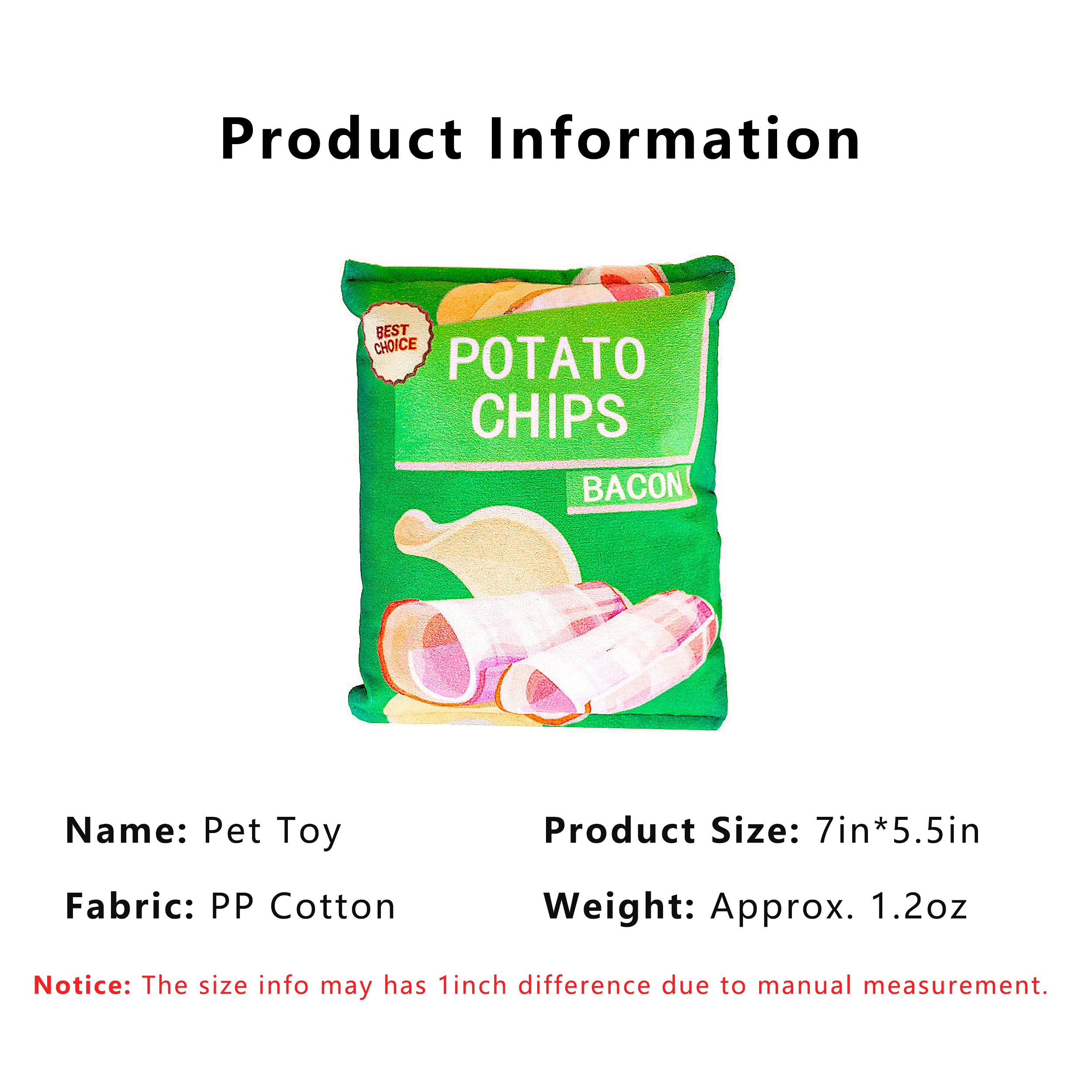 Anna-Kaci Interactive Dog Simulation Potato Chips Plush Squeaky Toys for Pet Training, Puppy Chewing