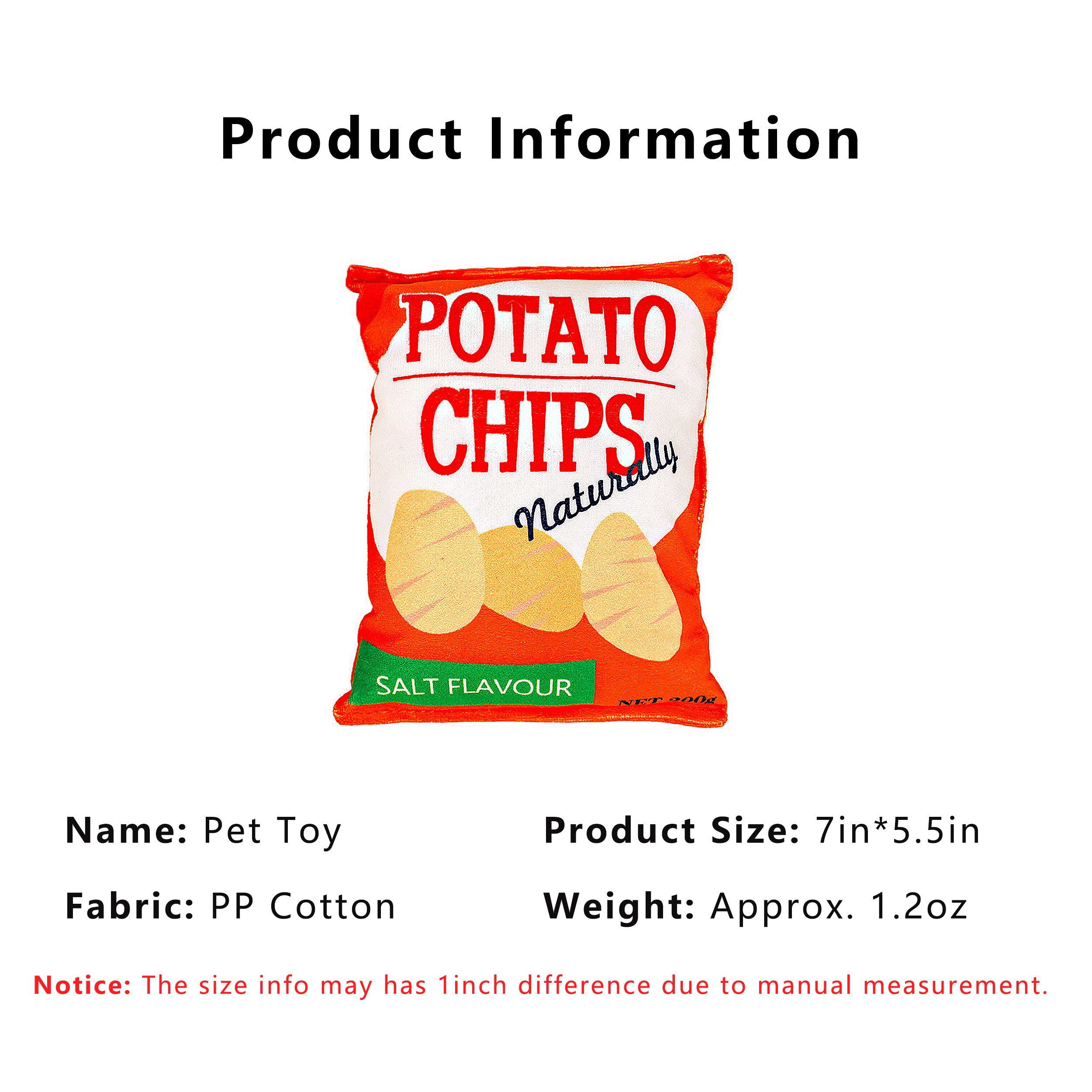 Anna-Kaci Interactive Dog Simulation Potato Chips Plush Squeaky Toys for Pet Training, Puppy Chewing