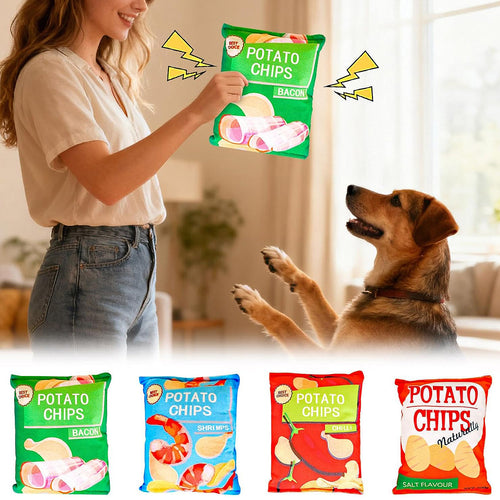 Anna-Kaci Interactive Dog Simulation Potato Chips Plush Squeaky Toys for Pet Training, Puppy Chewing