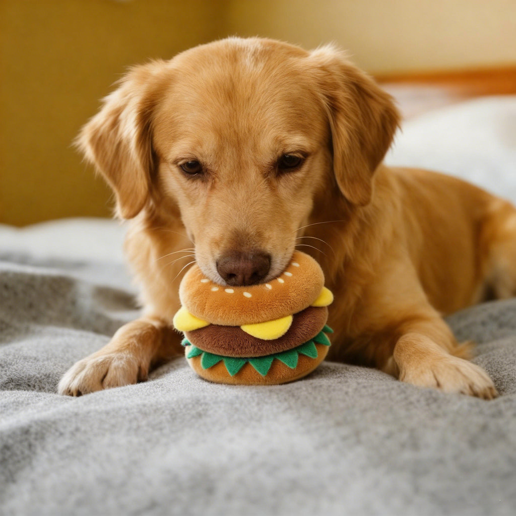 Anna-Kaci Interactive Dog Simulation Fast Food Themed Plush Squeaky Toys for Pet Training, Puppy Chewing