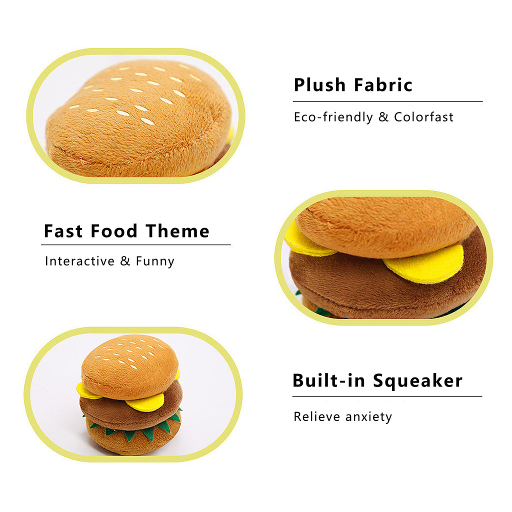 Anna-Kaci Interactive Dog Simulation Fast Food Themed Plush Squeaky Toys for Pet Training, Puppy Chewing