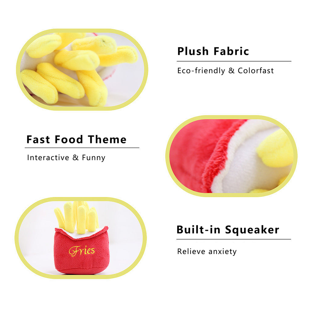 Anna-Kaci Interactive Dog Simulation Fast Food Themed Plush Squeaky Toys for Pet Training, Puppy Chewing