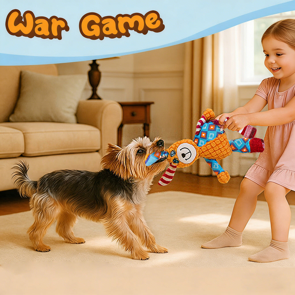 Anna-Kaci Interactive Dog Squeaky Chew Toys Plush Crinkle Dog Toys Treat Boredom Pet Training Teeth Cleaning