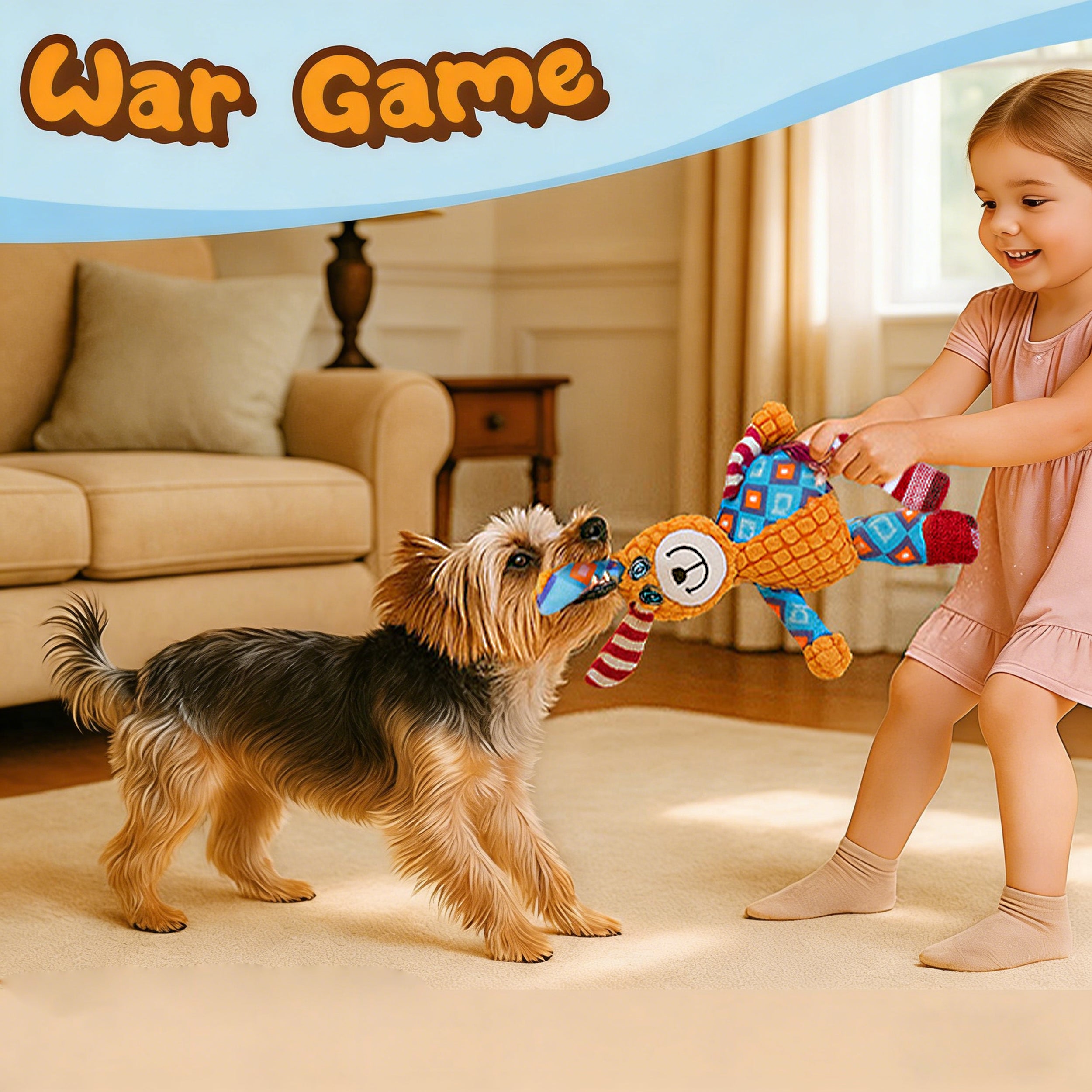 Anna-Kaci Interactive Dog Squeaky Chew Toys Plush Crinkle Dog Toys Treat Boredom Pet Training Teeth Cleaning