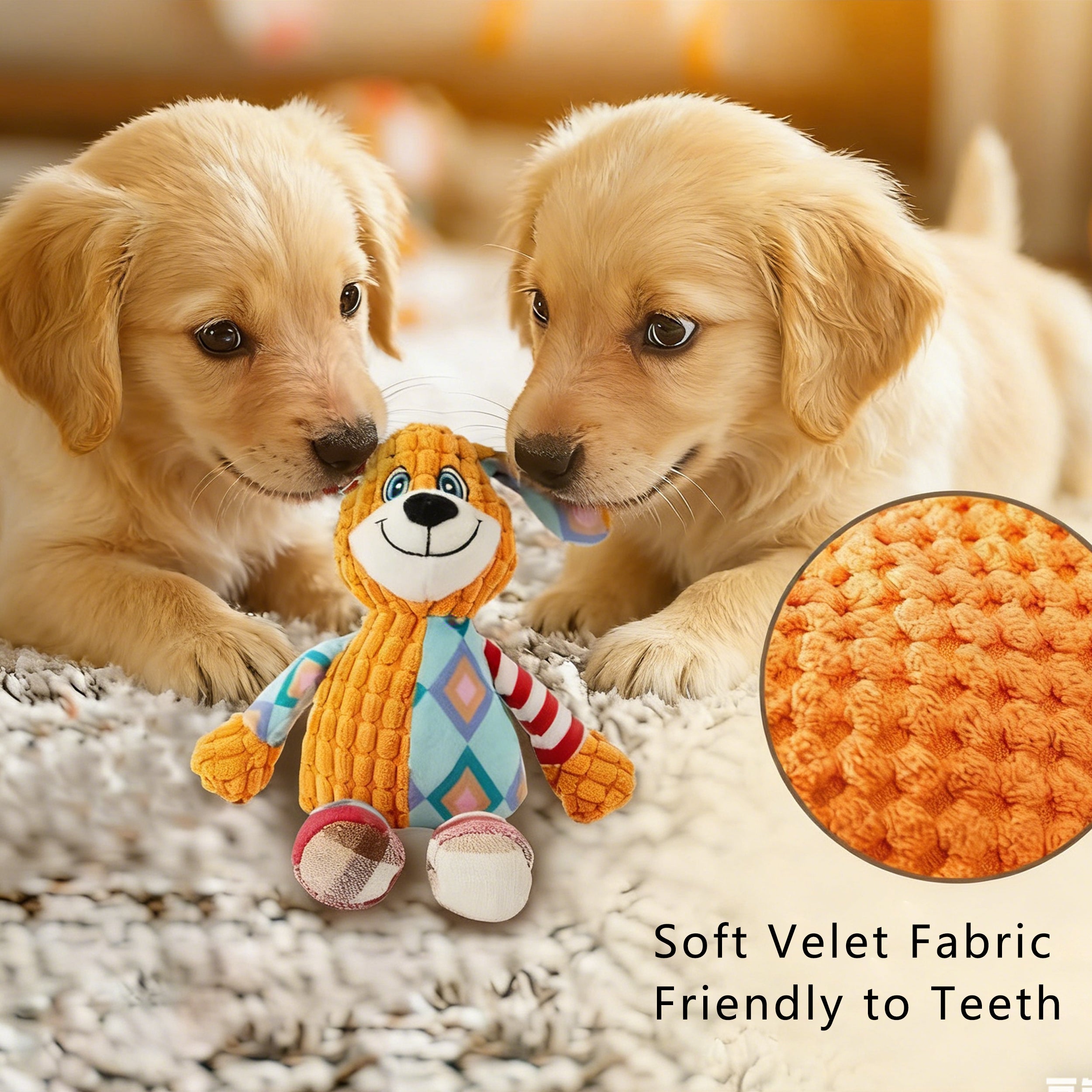 Anna-Kaci Interactive Dog Squeaky Chew Toys Plush Crinkle Dog Toys Treat Boredom Pet Training Teeth Cleaning