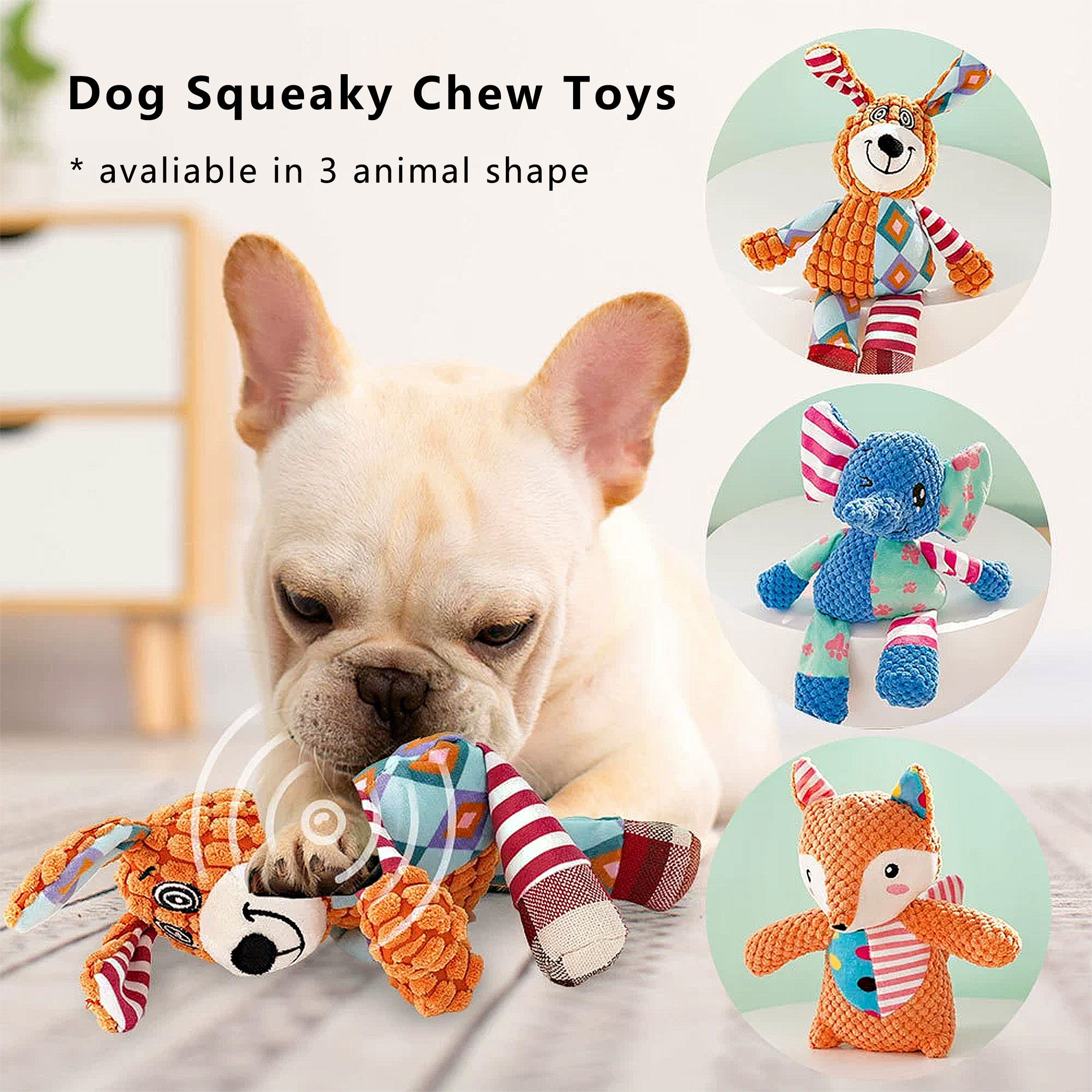 Anna-Kaci Interactive Dog Squeaky Chew Toys Plush Crinkle Dog Toys Treat Boredom Pet Training Teeth Cleaning