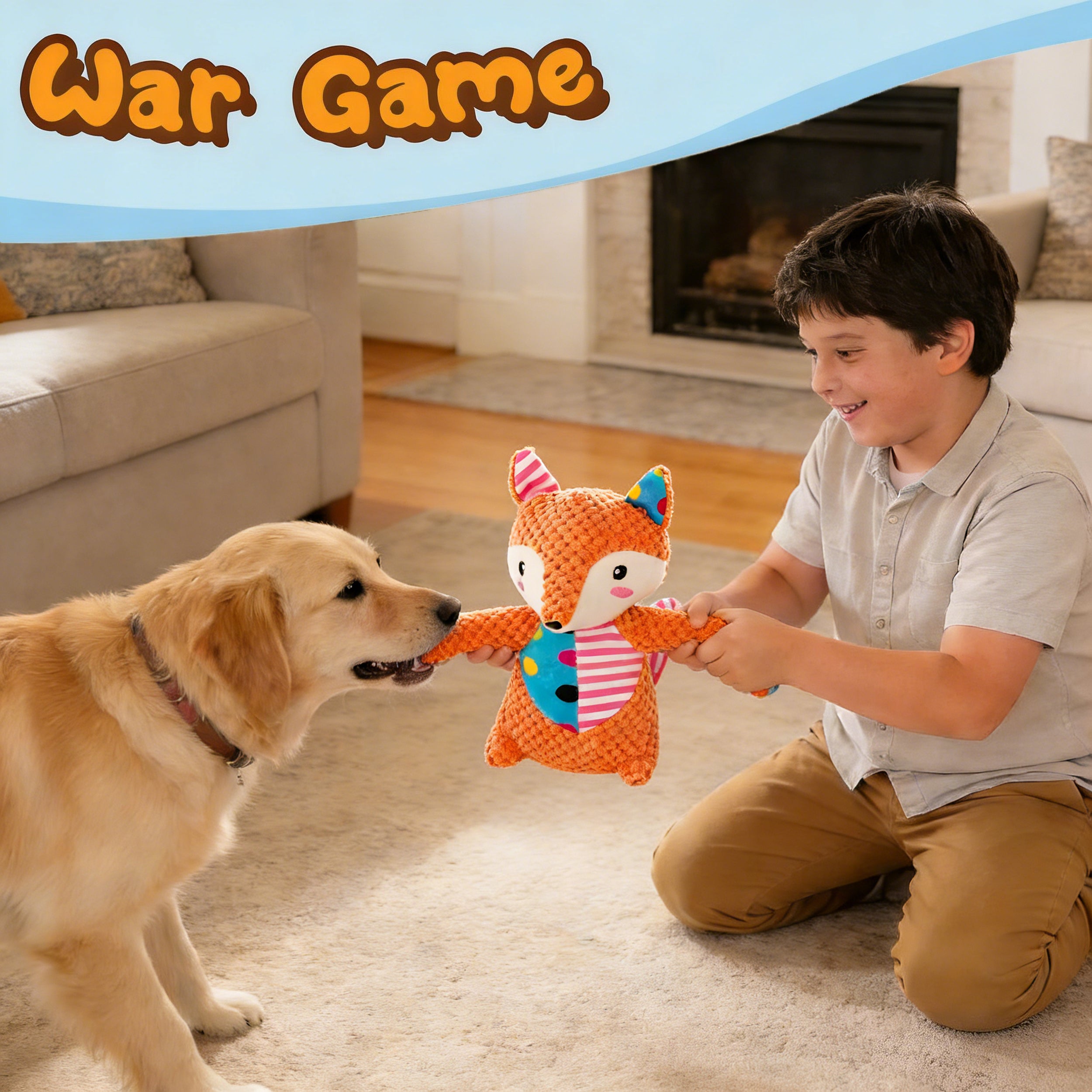 Anna-Kaci Interactive Dog Squeaky Chew Toys Plush Crinkle Dog Toys Treat Boredom Pet Training Teeth Cleaning