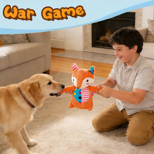 Anna-Kaci Interactive Dog Squeaky Chew Toys Plush Crinkle Dog Toys Treat Boredom Pet Training Teeth Cleaning