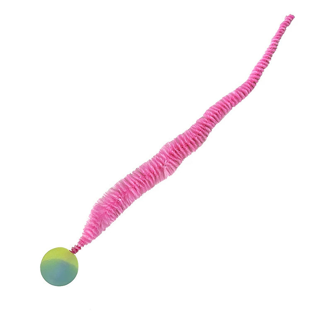 Anna-Kaci Interactive Bouncy Ball with Tail for Cat Fuzzy Worm Fetch Toy for Bored Indoor Adult Cats and Kitties
