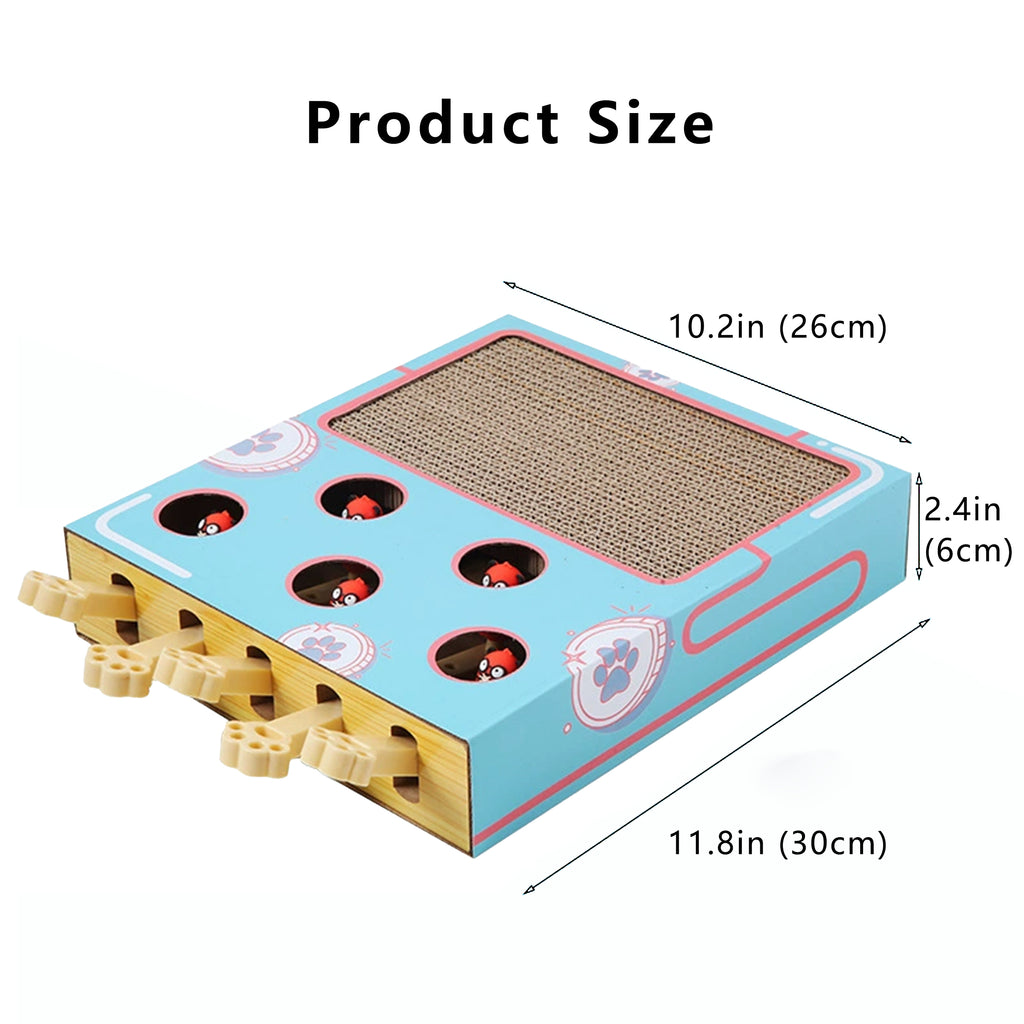 Anna-Kaci Interactive Cat Puzzle Scratcher with Pull Tabs Whack a Mole Toy Corrugated Cardboard Cat Activity Board