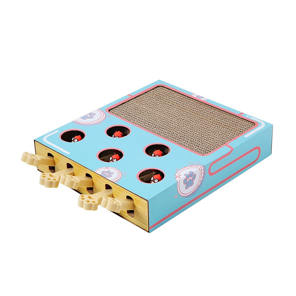 Anna-Kaci Interactive Cat Puzzle Scratcher with Pull Tabs Whack a Mole Toy Corrugated Cardboard Cat Activity Board