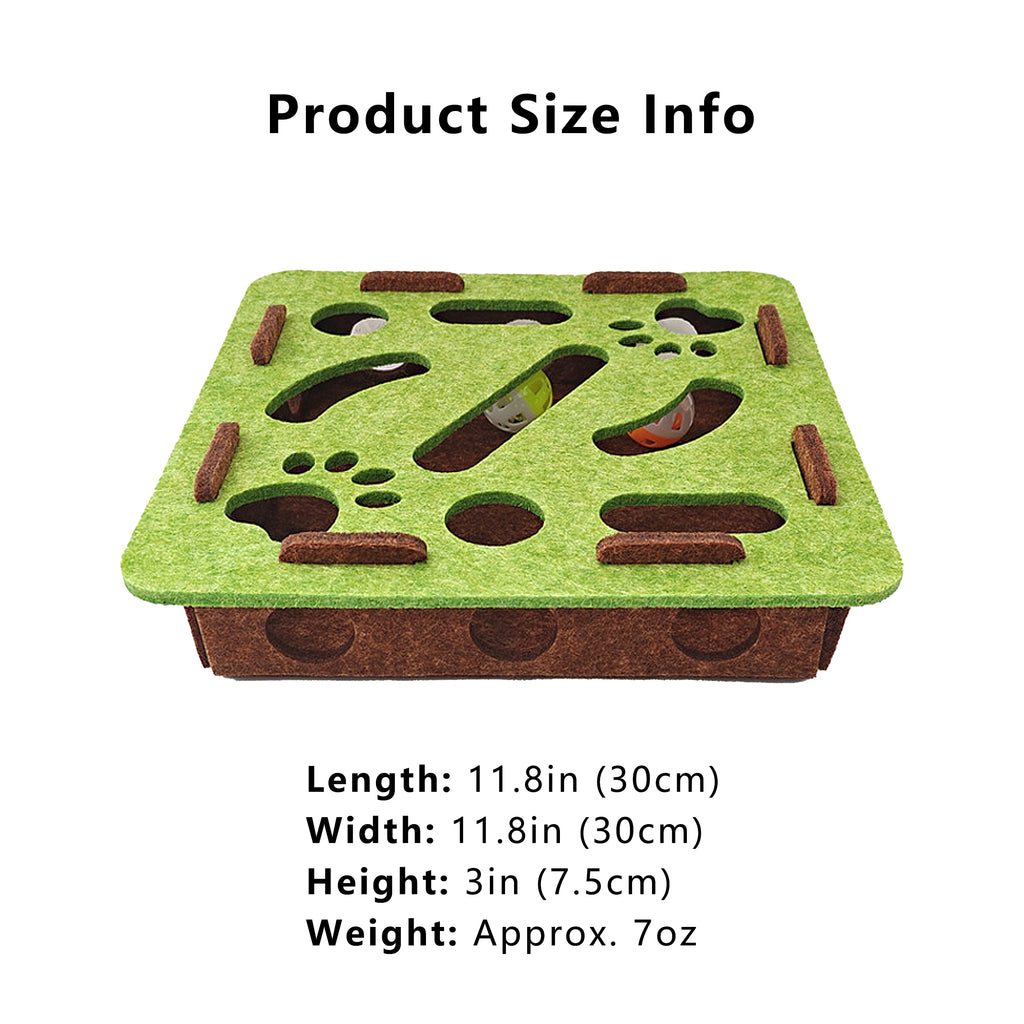 Anna-Kaci Interactive Cat Puzzle Toy with Felt Top and Jingle Balls Durable Indoor Cat Activity Board