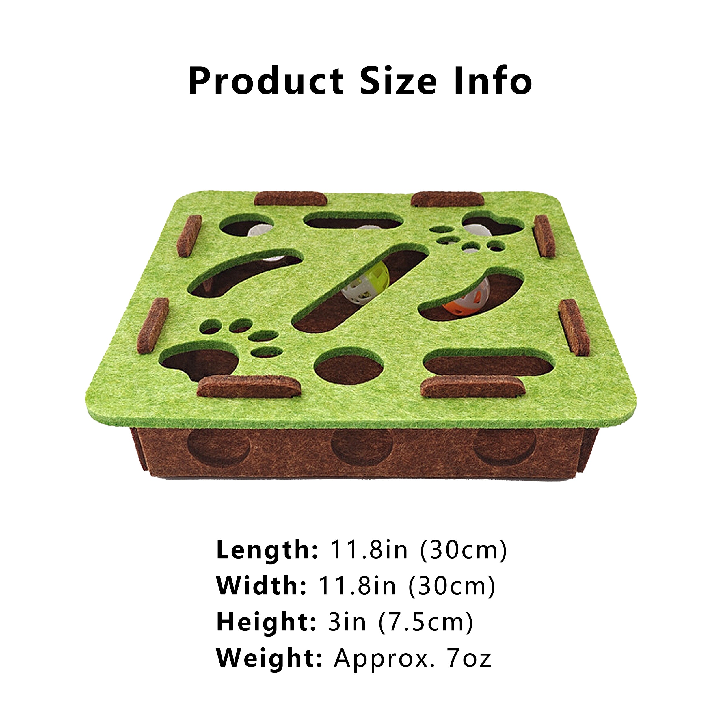 Anna-Kaci Interactive Cat Puzzle Toy with Felt Top and Jingle Balls Durable Indoor Cat Activity Board
