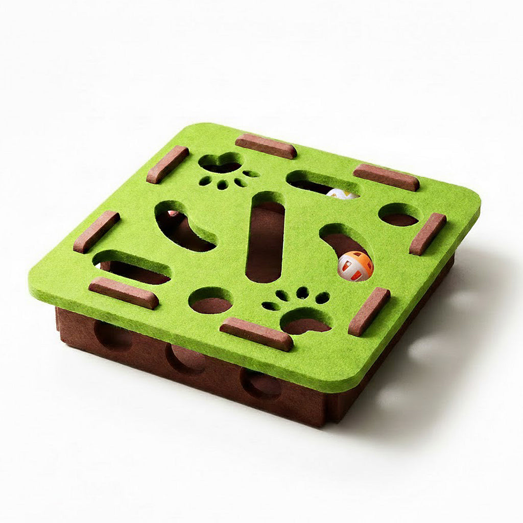 Anna-Kaci Interactive Cat Puzzle Toy with Felt Top and Jingle Balls Durable Indoor Cat Activity Board