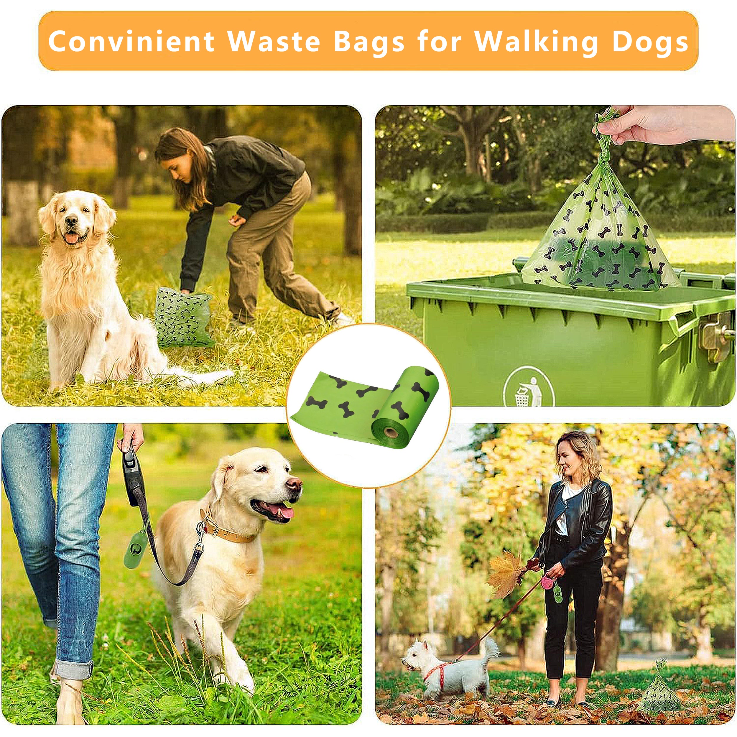 Anna-Kaci Biodegradable Dog Waste Bags 270 Bags in 18 Rolls Leakproof Easy Tear Pet Cleanup Bags