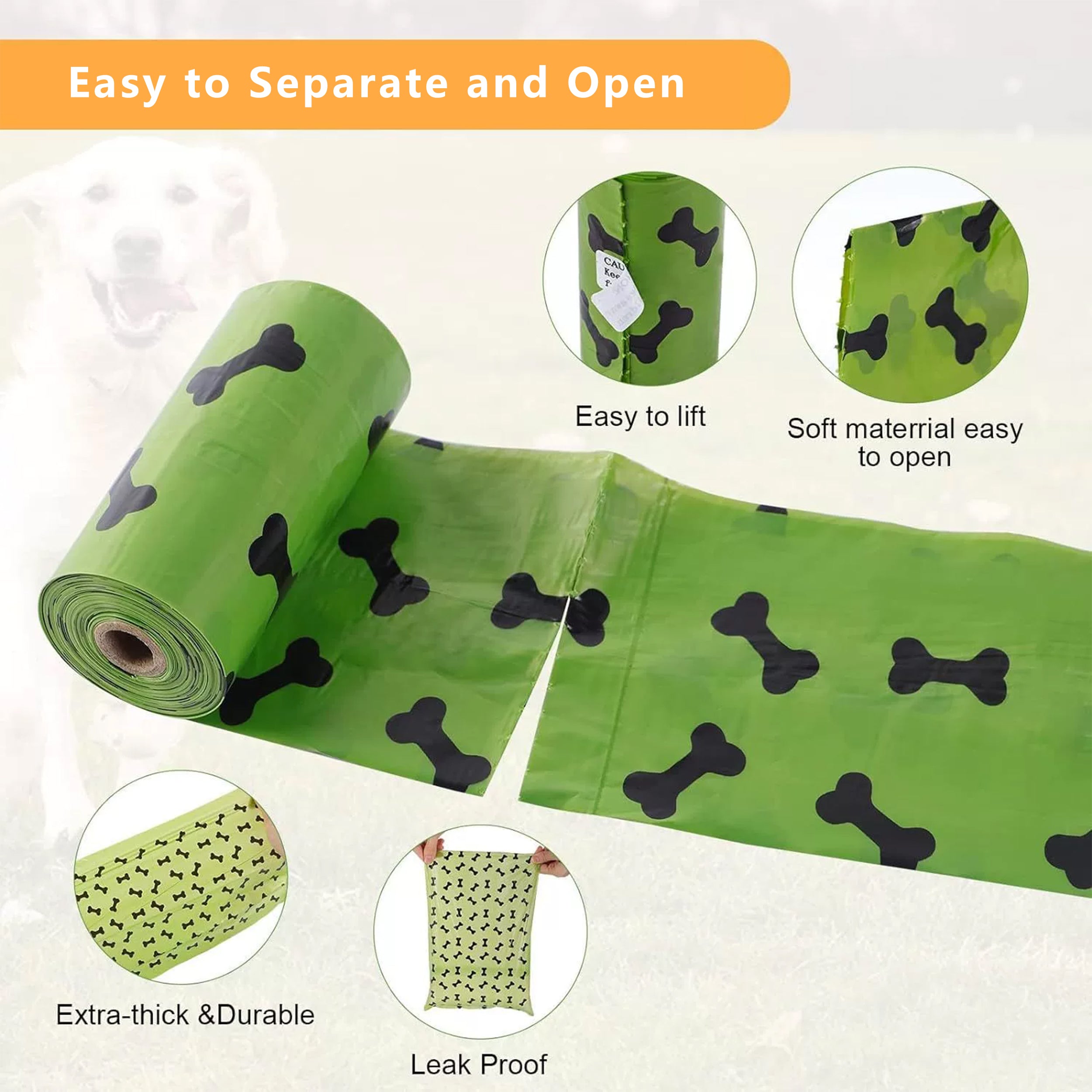 Anna-Kaci Biodegradable Dog Waste Bags 270 Bags in 18 Rolls Leakproof Easy Tear Pet Cleanup Bags