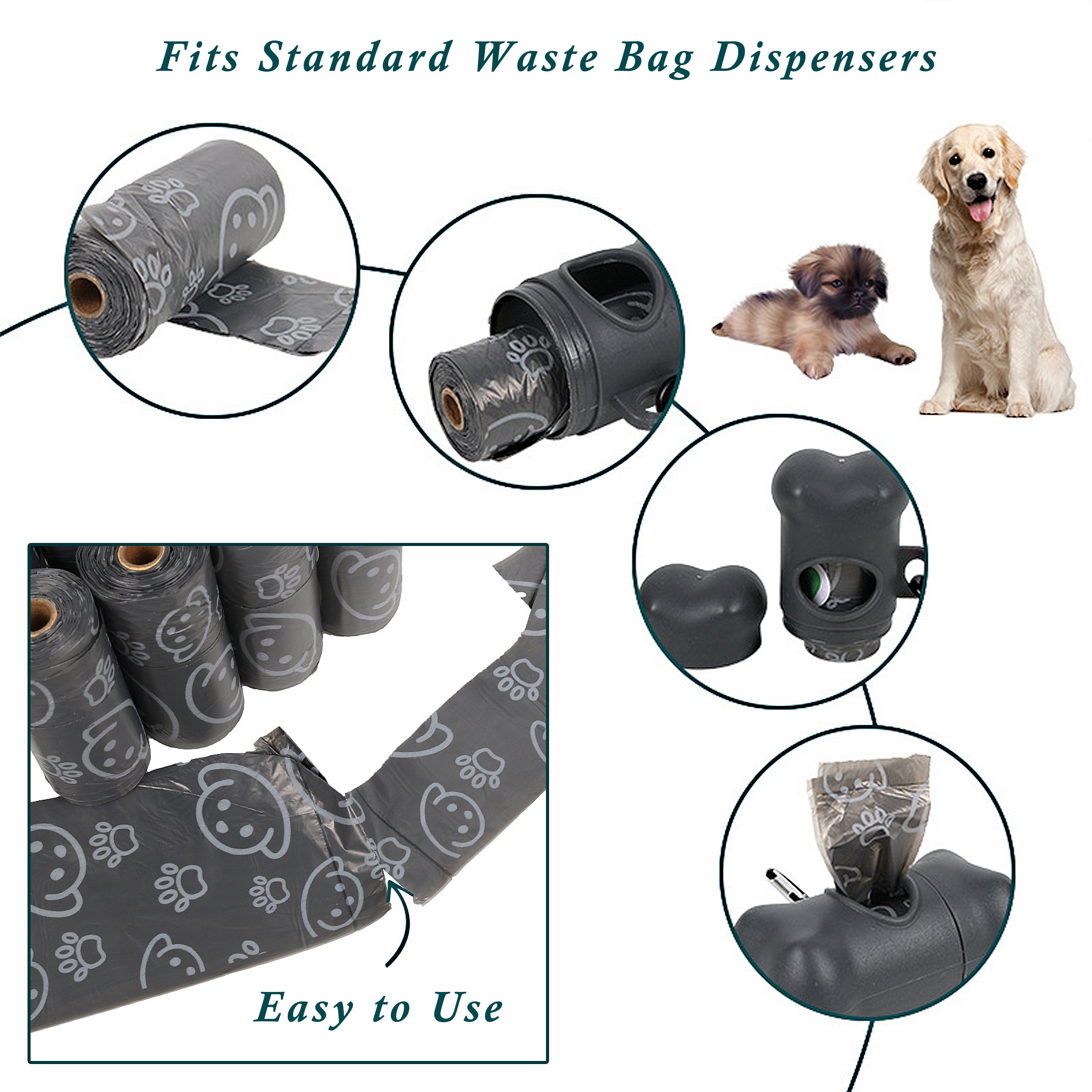 Anna-Kaci Dog Waste Bags 240 Bags in 16 Rolls with Dispenser Leakproof Pet Trash Bags with Easy Tie Handle