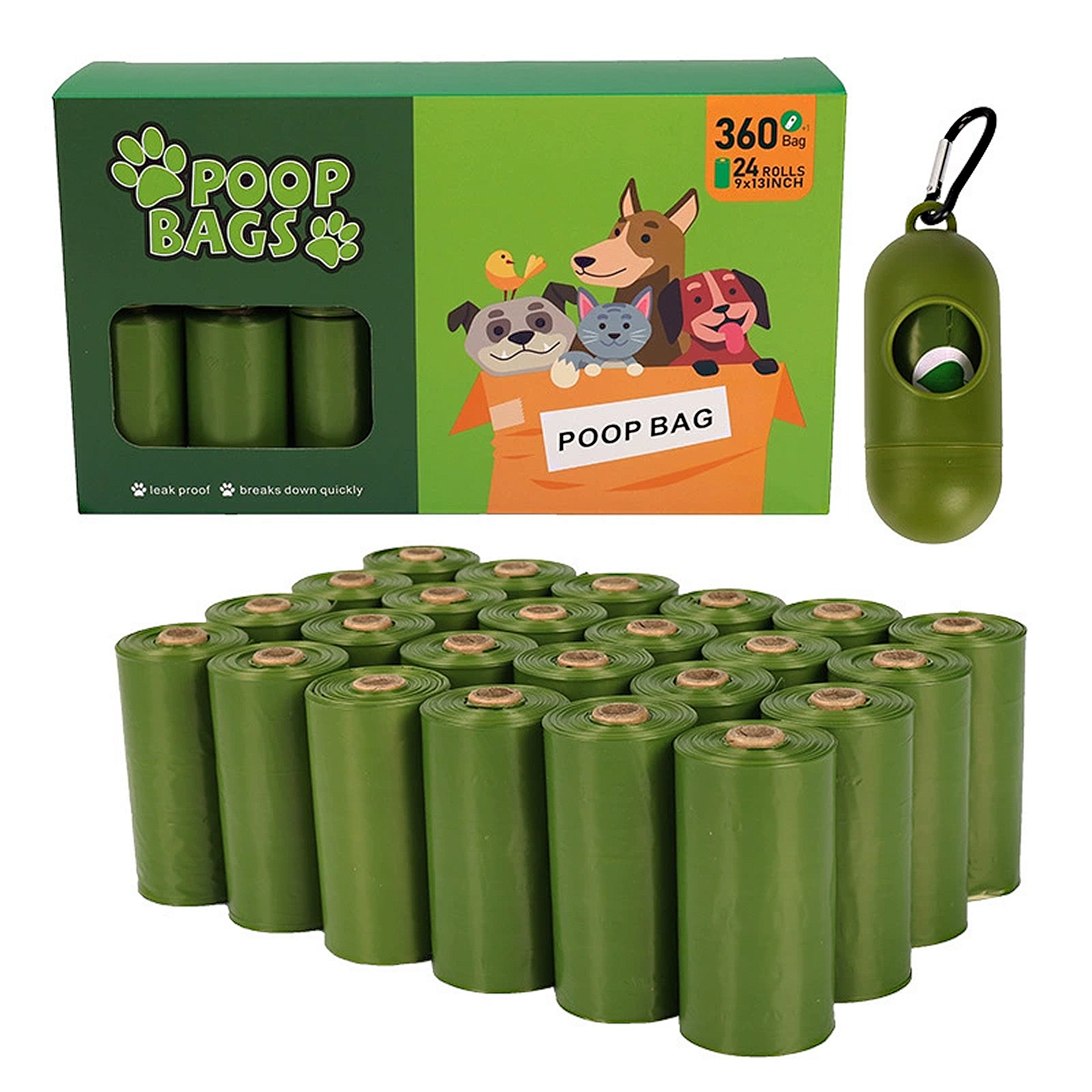 Anna-Kaci Biodegradable Dog Waste Bags Leakproof Easy Tear Pet Cleanup Bags with Dispenser