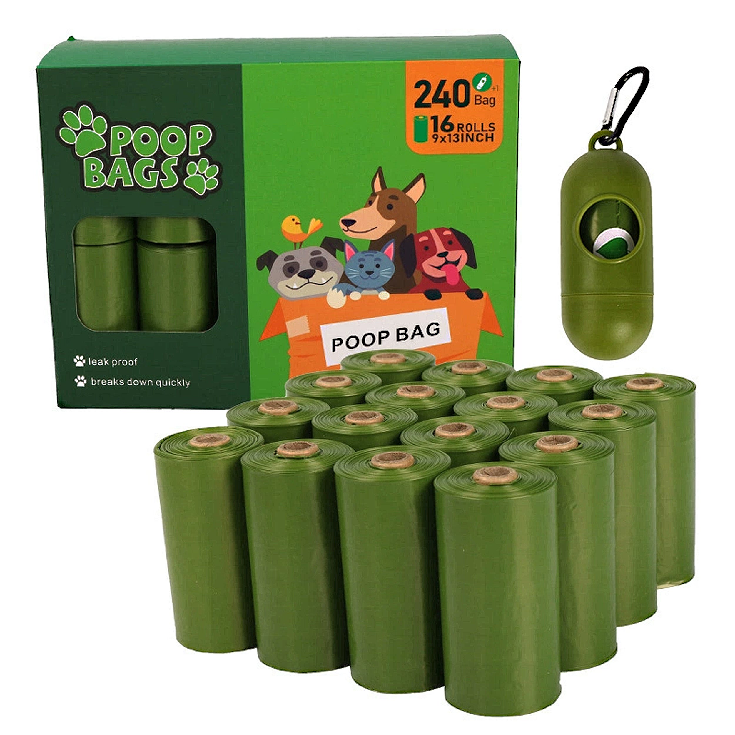 Anna-Kaci Biodegradable Dog Waste Bags Leakproof Easy Tear Pet Cleanup Bags with Dispenser