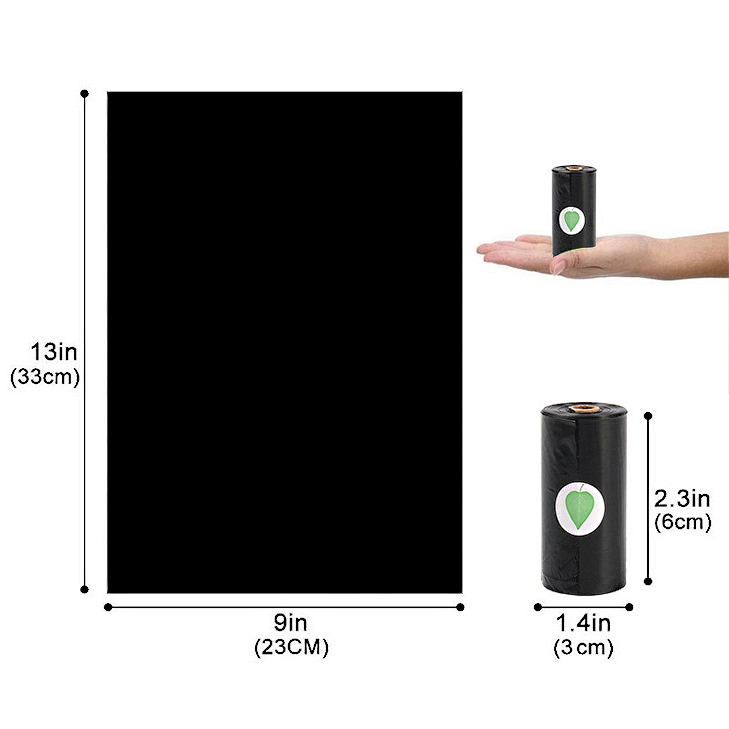 Anna-Kaci Biodegradable Dog Waste Bags Leakproof Easy Tear Black Cleanup Bags with Dispenser for Pets