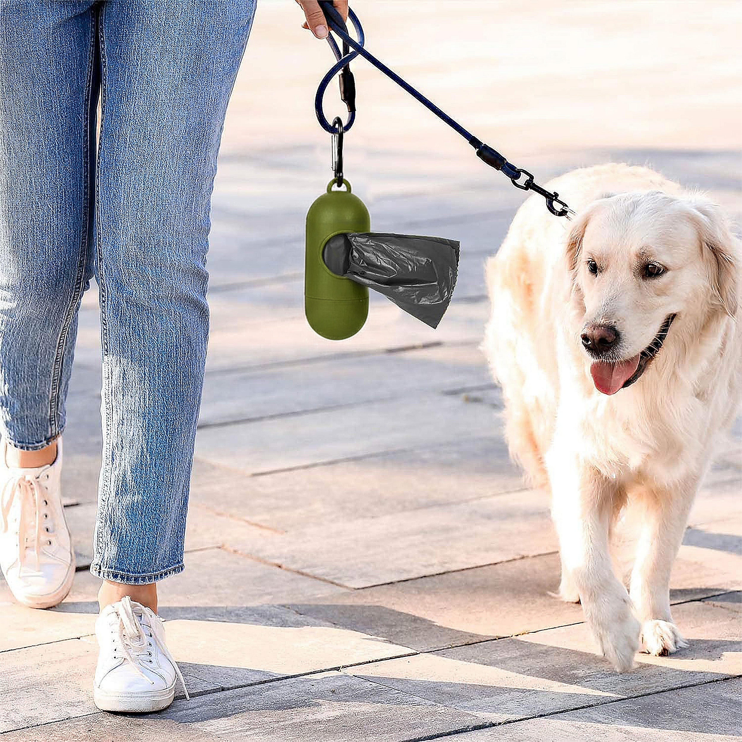 Anna-Kaci Biodegradable Dog Waste Bags Leakproof Easy Tear Black Cleanup Bags with Dispenser for Pets