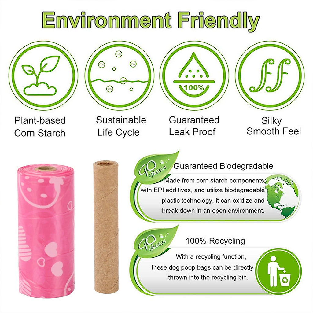 Anna-Kaci Biodegradable Dog Waste Bags 240 Bags in 16 Rolls with Dispenser Leakproof Pet Cleanup Bags