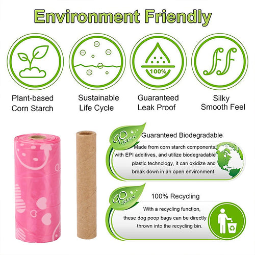Anna-Kaci Biodegradable Dog Waste Bags 240 Bags in 16 Rolls with Dispenser Leakproof Pet Cleanup Bags