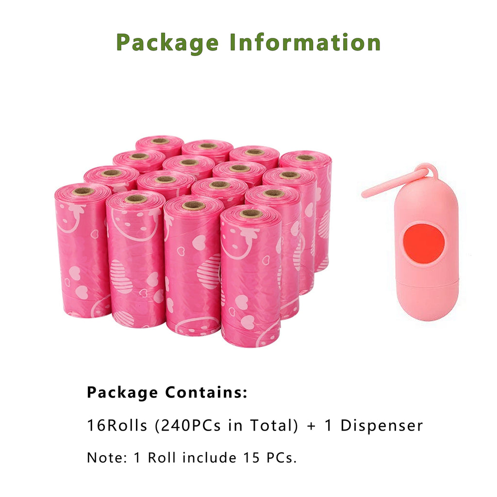 Anna-Kaci Biodegradable Dog Waste Bags 240 Bags in 16 Rolls with Dispenser Leakproof Pet Cleanup Bags