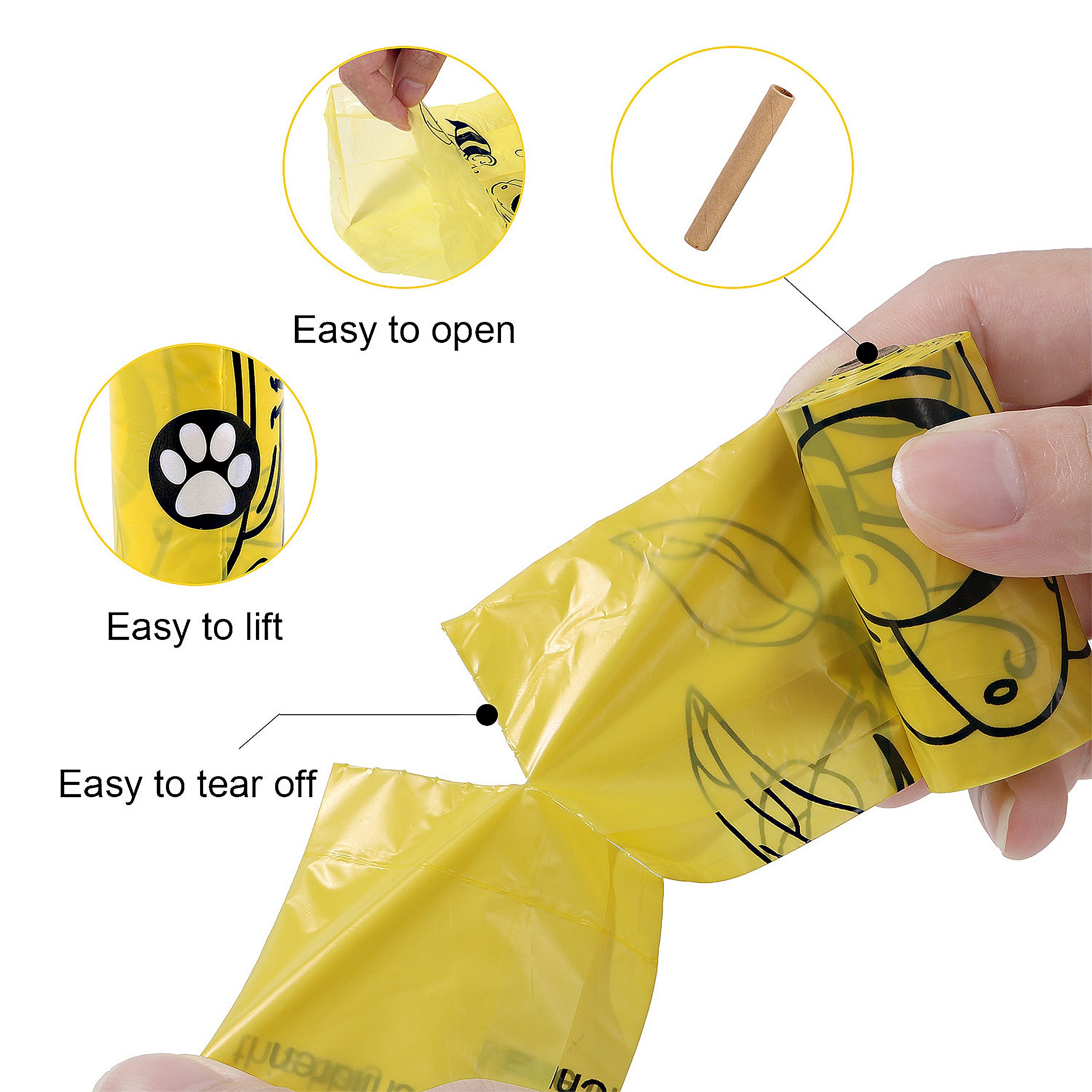Anna-Kaci Biodegradable Dog Waste Bags with Dispenser Leakproof Easy Tear Printed Pet Trash Bags