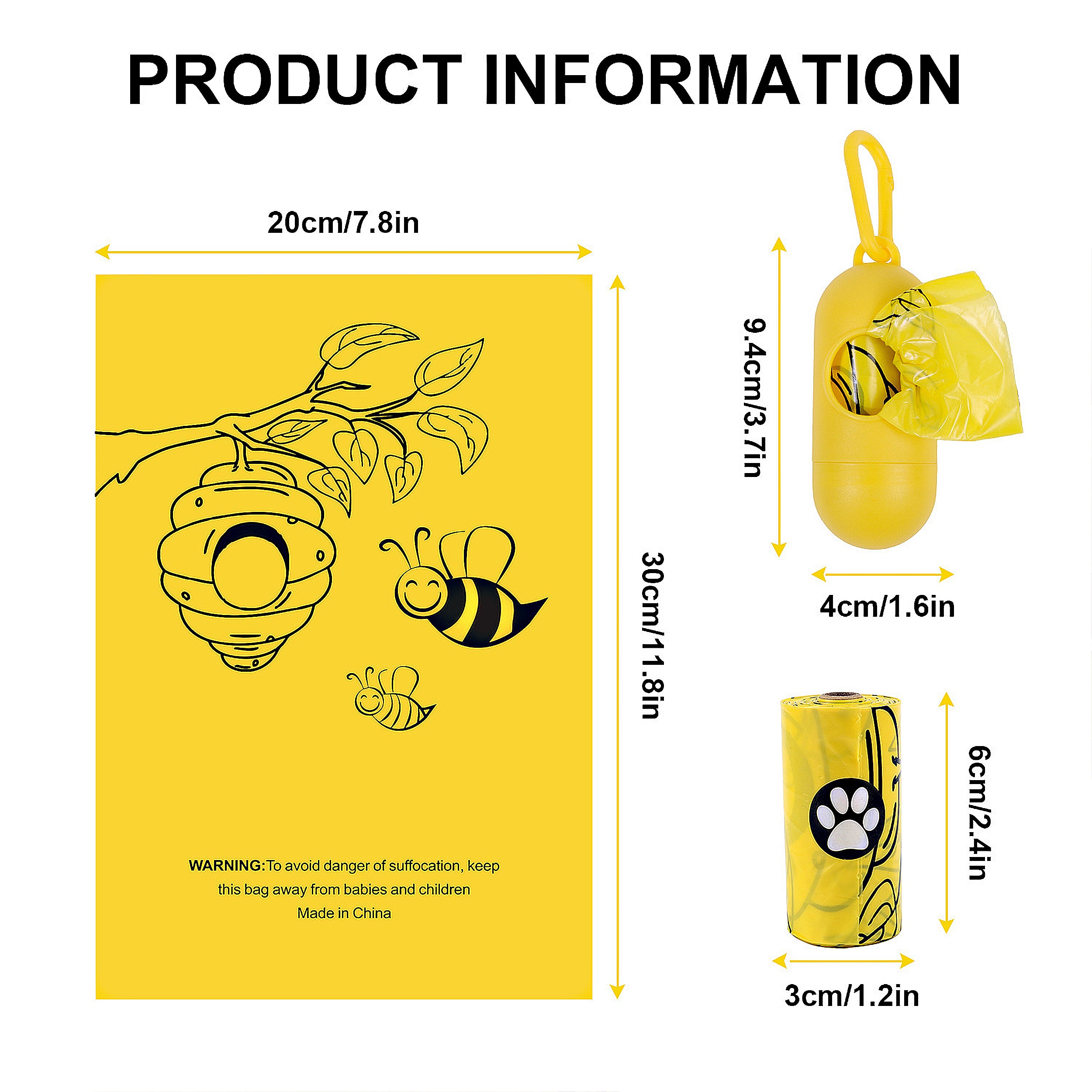 Anna-Kaci Biodegradable Dog Waste Bags with Dispenser Leakproof Easy Tear Printed Pet Trash Bags