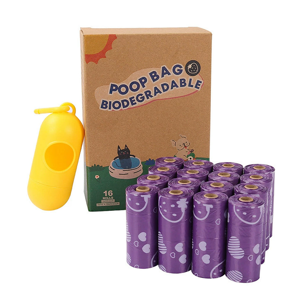 Anna-Kaci Biodegradable Dog Waste Bags 240 Bags in 16 Rolls with Dispenser Leakproof Easy Tear Cleanup Bags