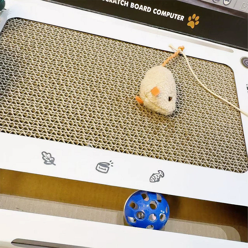 Anna-Kaci Interactive Cat Scratch Board with Corrugated Cardboard and Hanging Mouse Toy