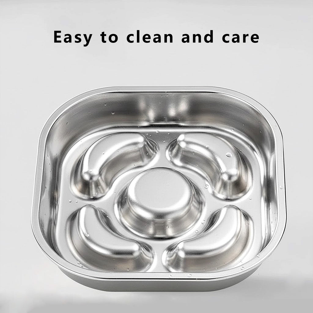 Anna-Kaci Stainless Steel Slow Feeder Dog Bowl with Raised Center Design and Easy Clean Interior