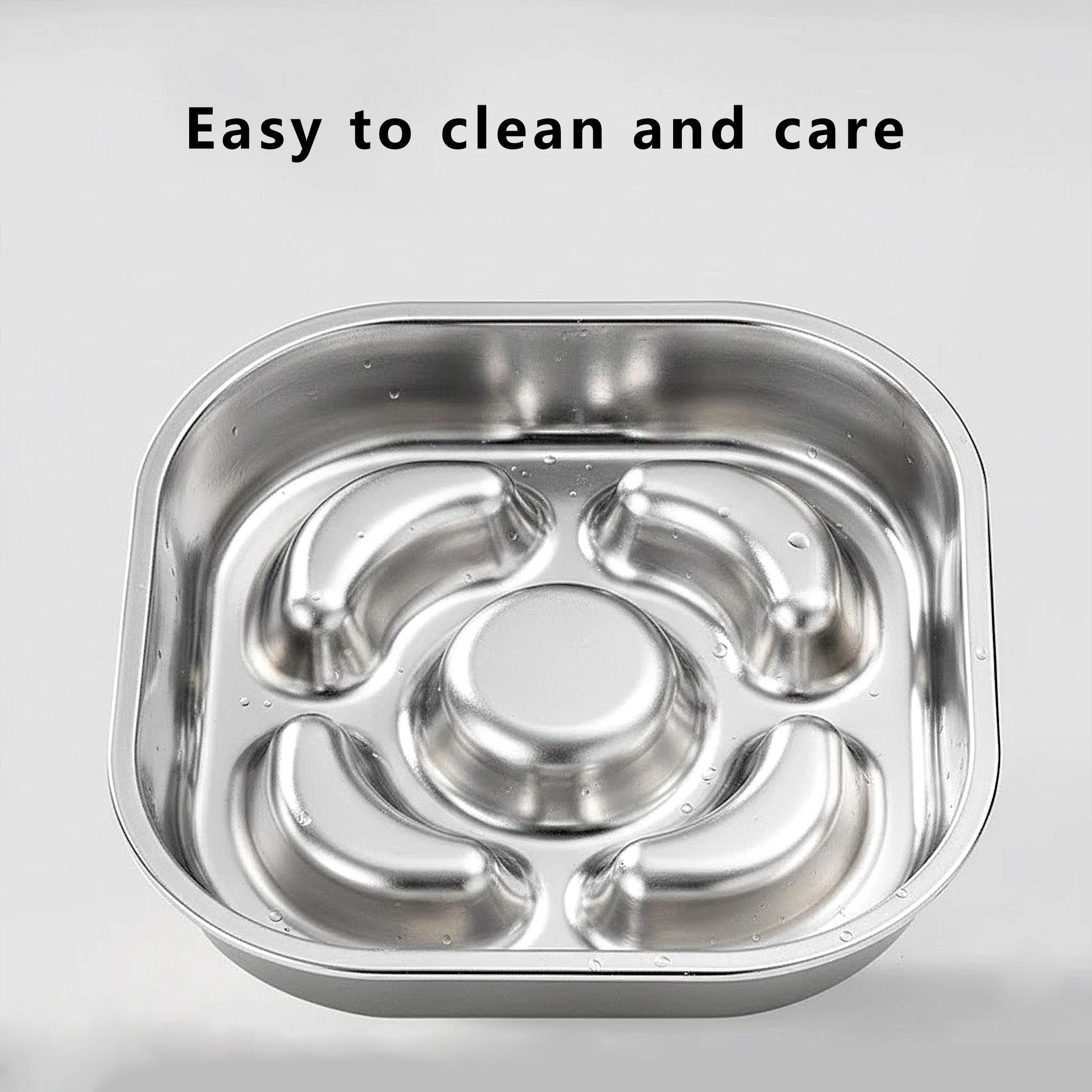 Anna-Kaci Stainless Steel Slow Feeder Dog Bowl with Raised Center Design and Easy Clean Interior