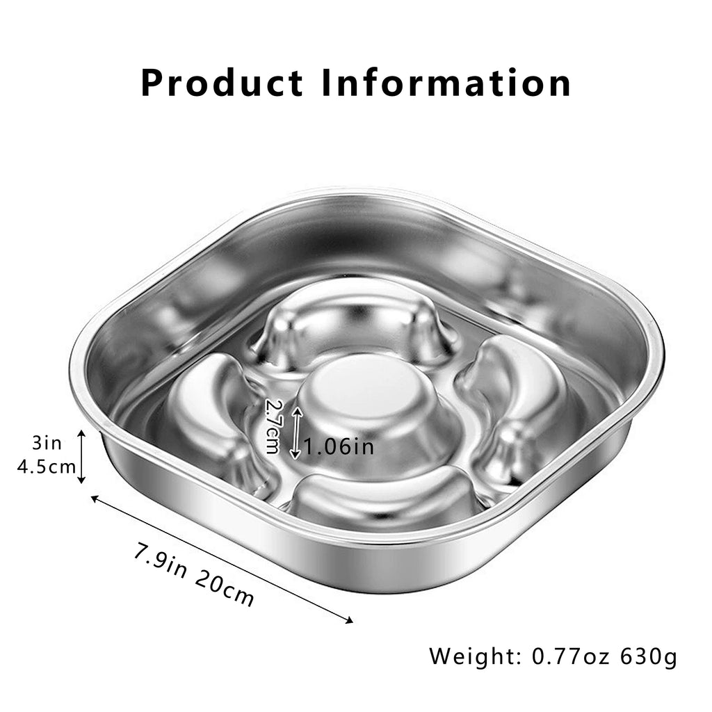 Anna-Kaci Stainless Steel Slow Feeder Dog Bowl with Raised Center Design and Easy Clean Interior